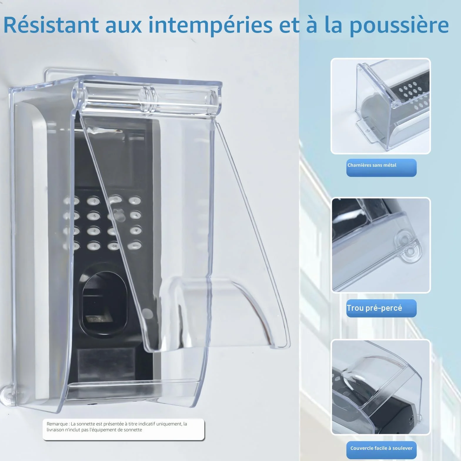 Couvercle à rabat transparent pour sonnette de porte, protection contre la pluie, compatible Ring