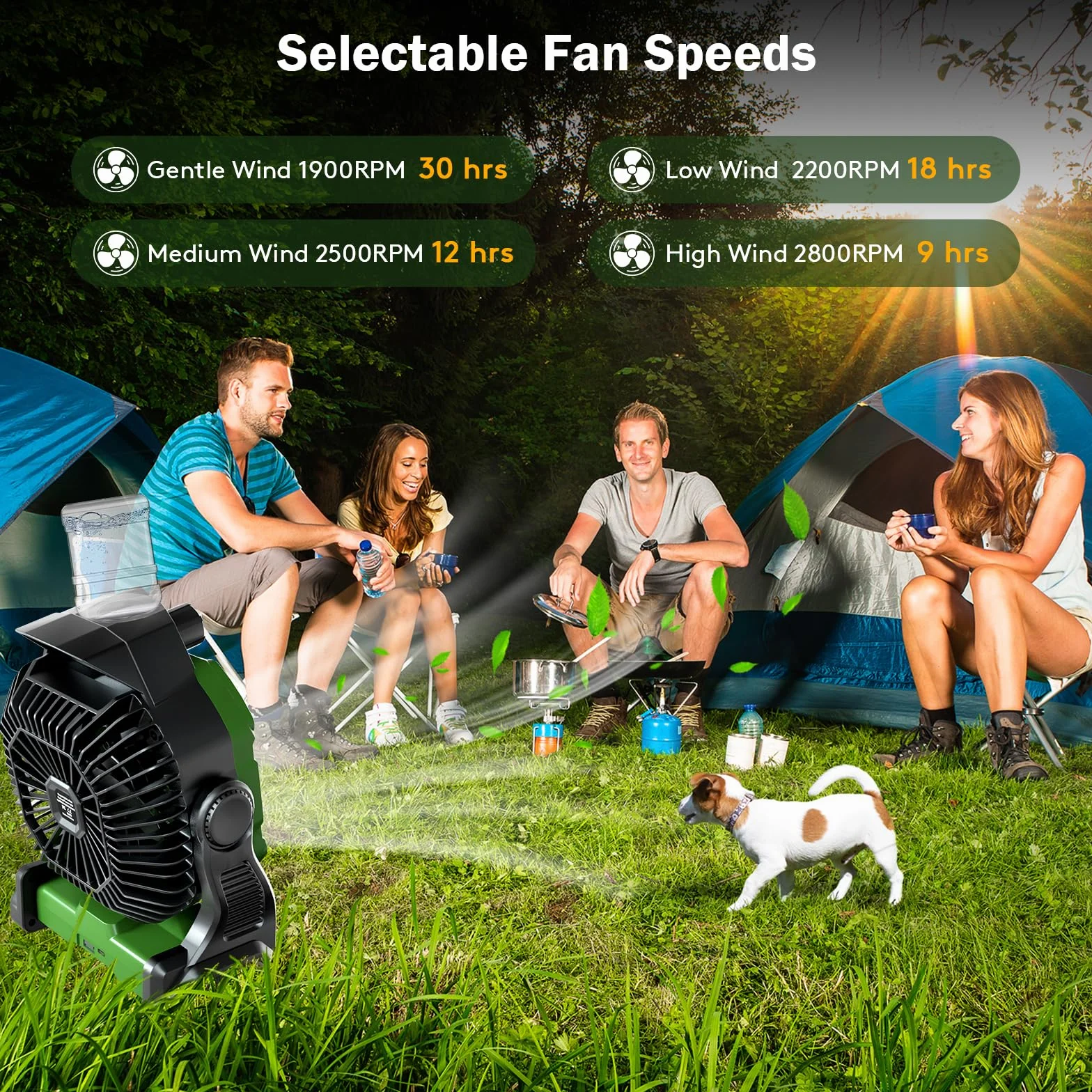 Ventilateur de Camping Rechargeable Portable 14000mAh/26000mAh avec Brumisateur RGB LED Minuteur