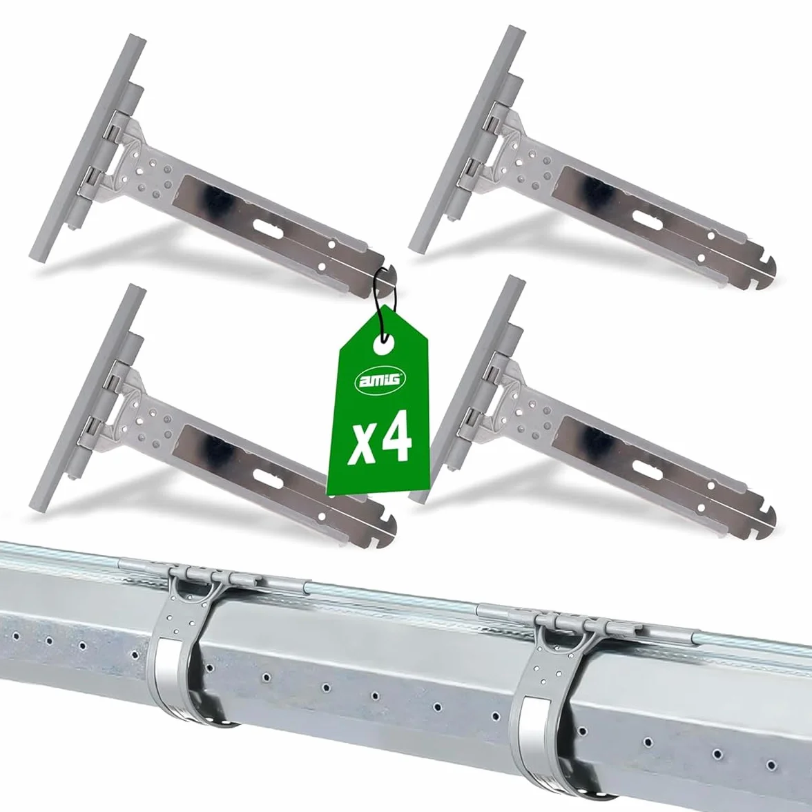 Amig - Lot de 4 sangles de volet roulant - Acier inoxydable et polyamide gris - 150 mm - Attache volet résistant à la corrosion - Améliore la stabilité et durabilité des volets - Installation facile