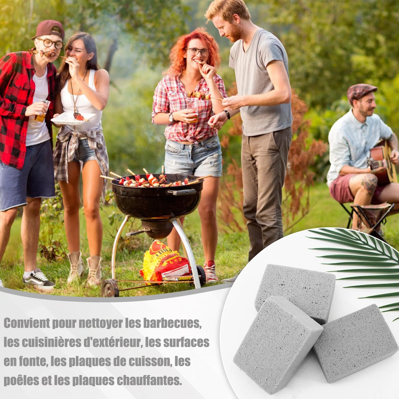 Pierres Nettoyage Grille Barbecue 8 Pcs, Pierre Abrasive Crepiere 10x7x4 cm, Réutilisable pour Grill, Poêles et Carreaux