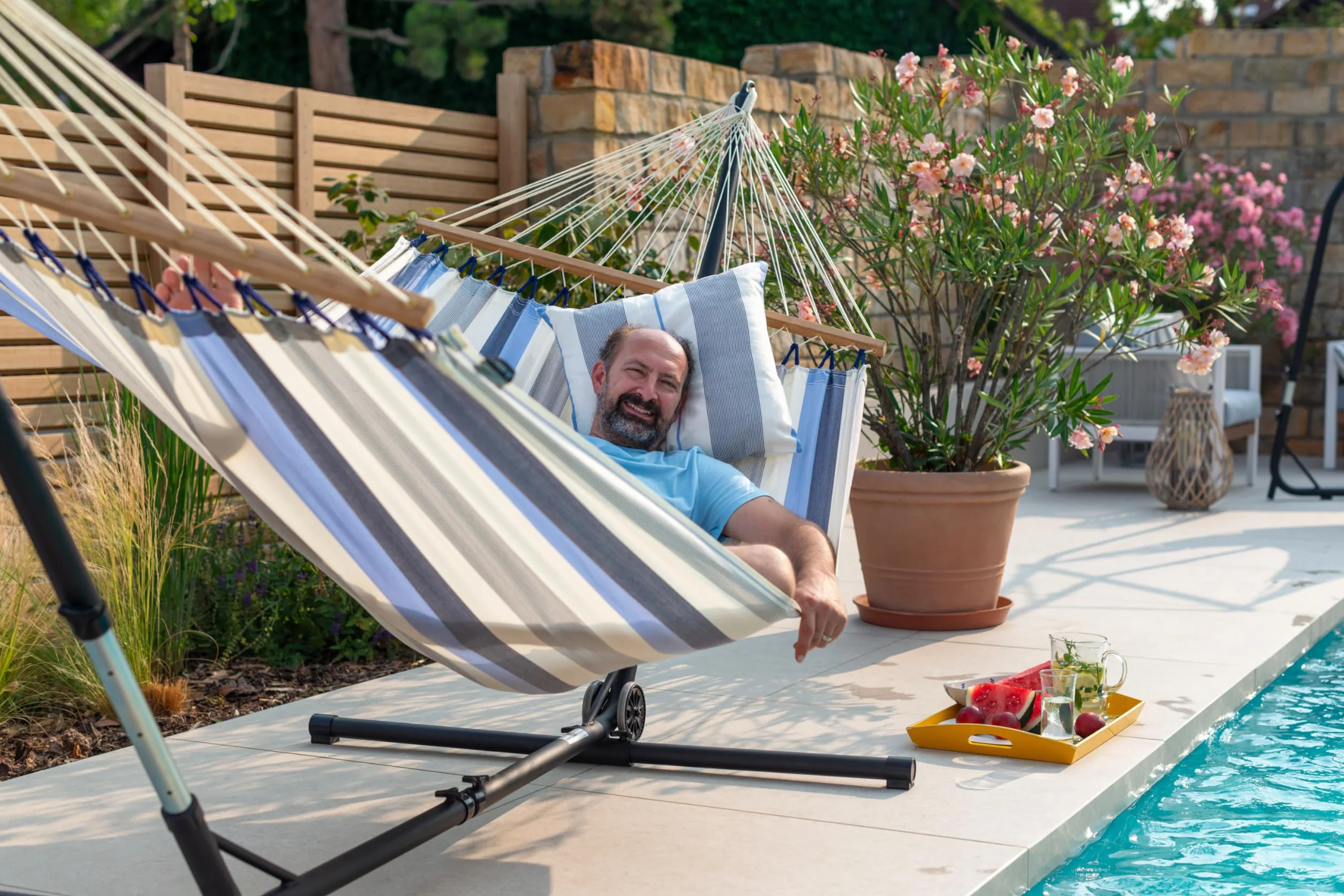 LA SIESTA® Esterel Anthracite Support en Acier galvanisé pour hamacs