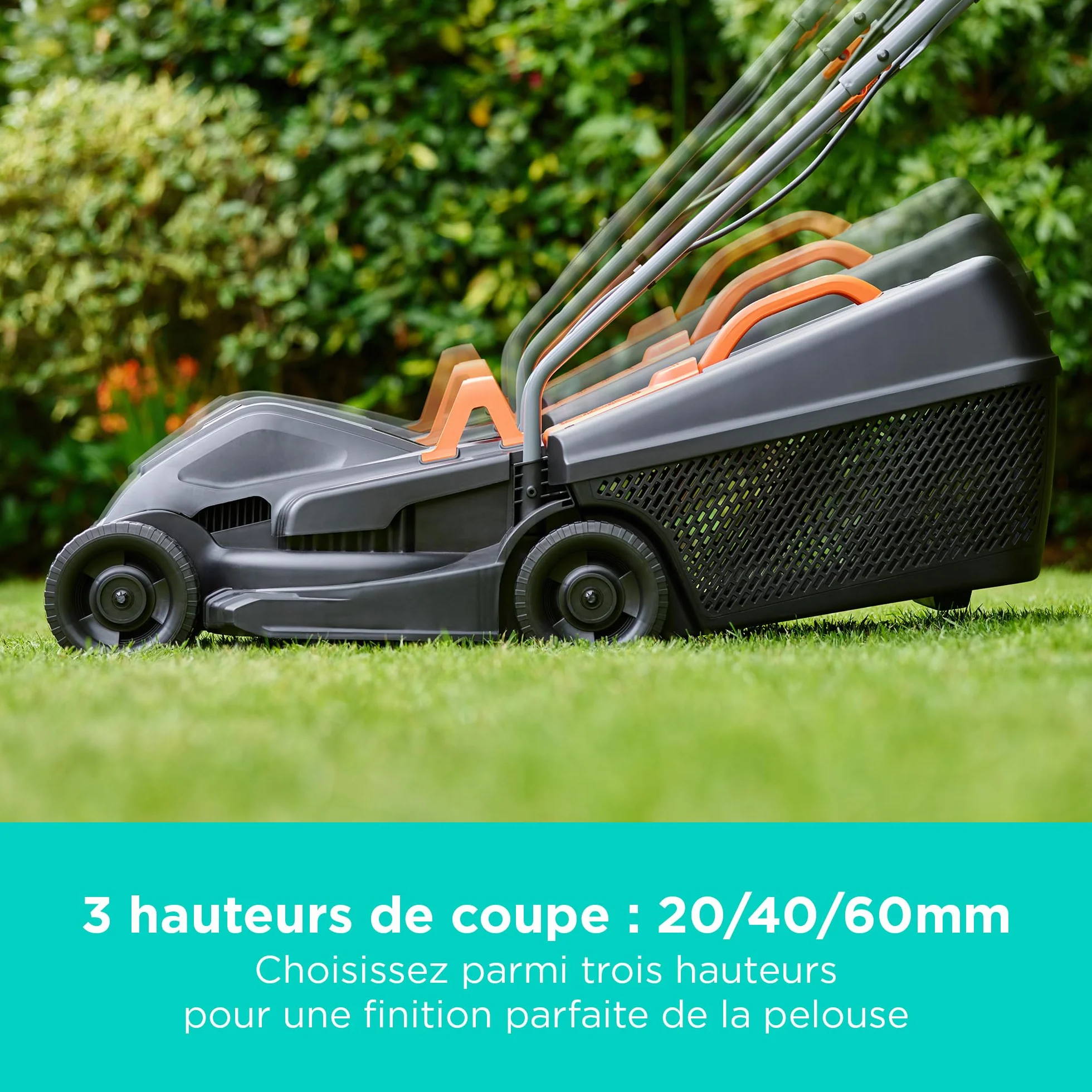 BLACK+DECKER Tondeuse à Gazon électrique 1000 W 32 cm 3 hauteurs réglables 30 L BEMW351-QS