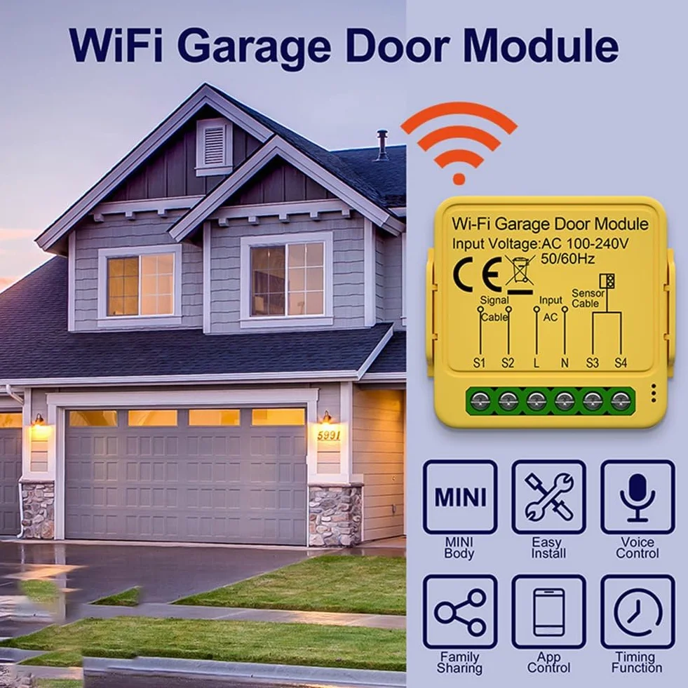 Module de Contrôleur D'Ouvre-Porte de Garage Tuya, Commutateur de Télécommande, Application Smart Life, Fonctionne avec Alexa Home Assistant Wifi
