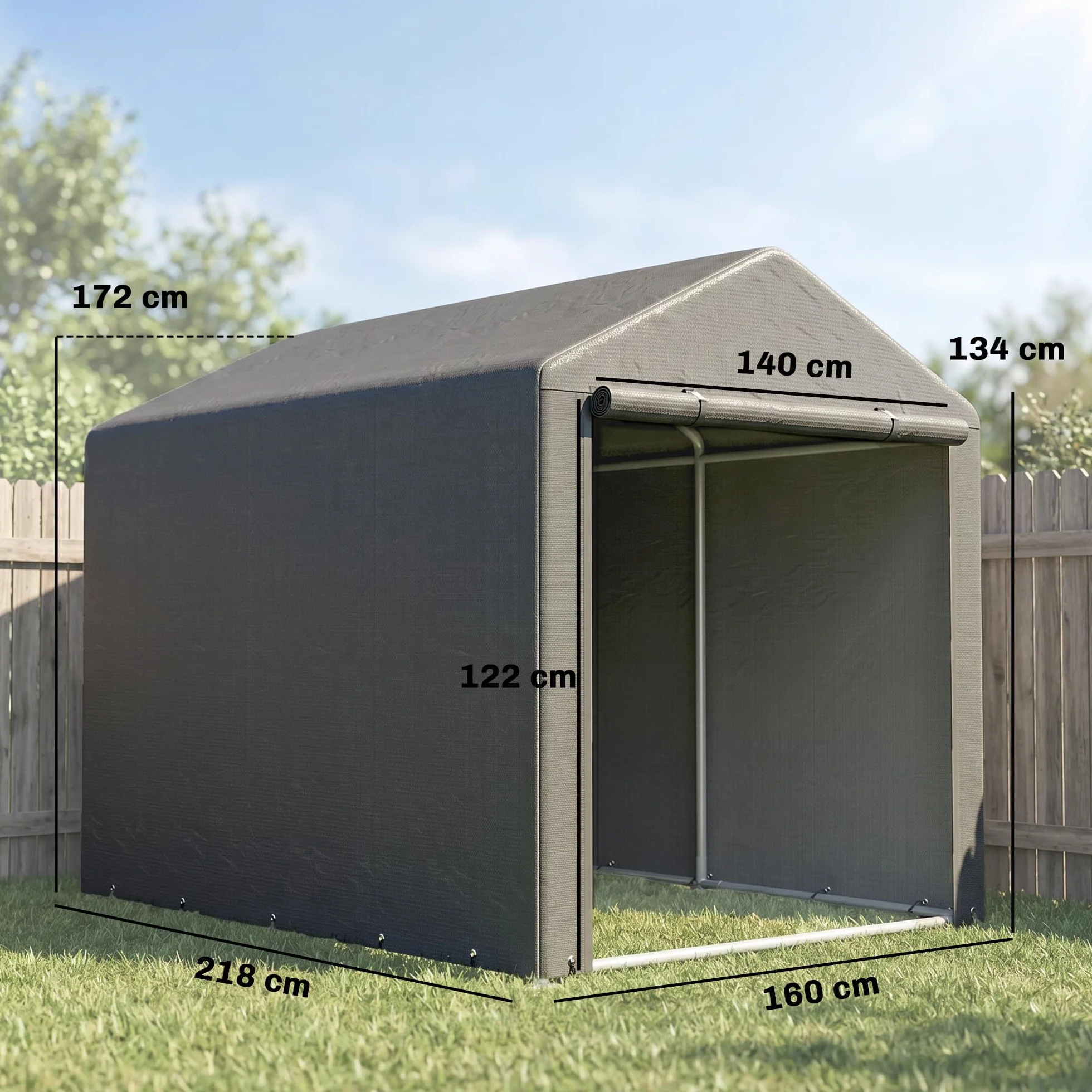Outsunny Abri de Jardin Tente de Stockage Imperméable 160x218x172cm Gris Foncé