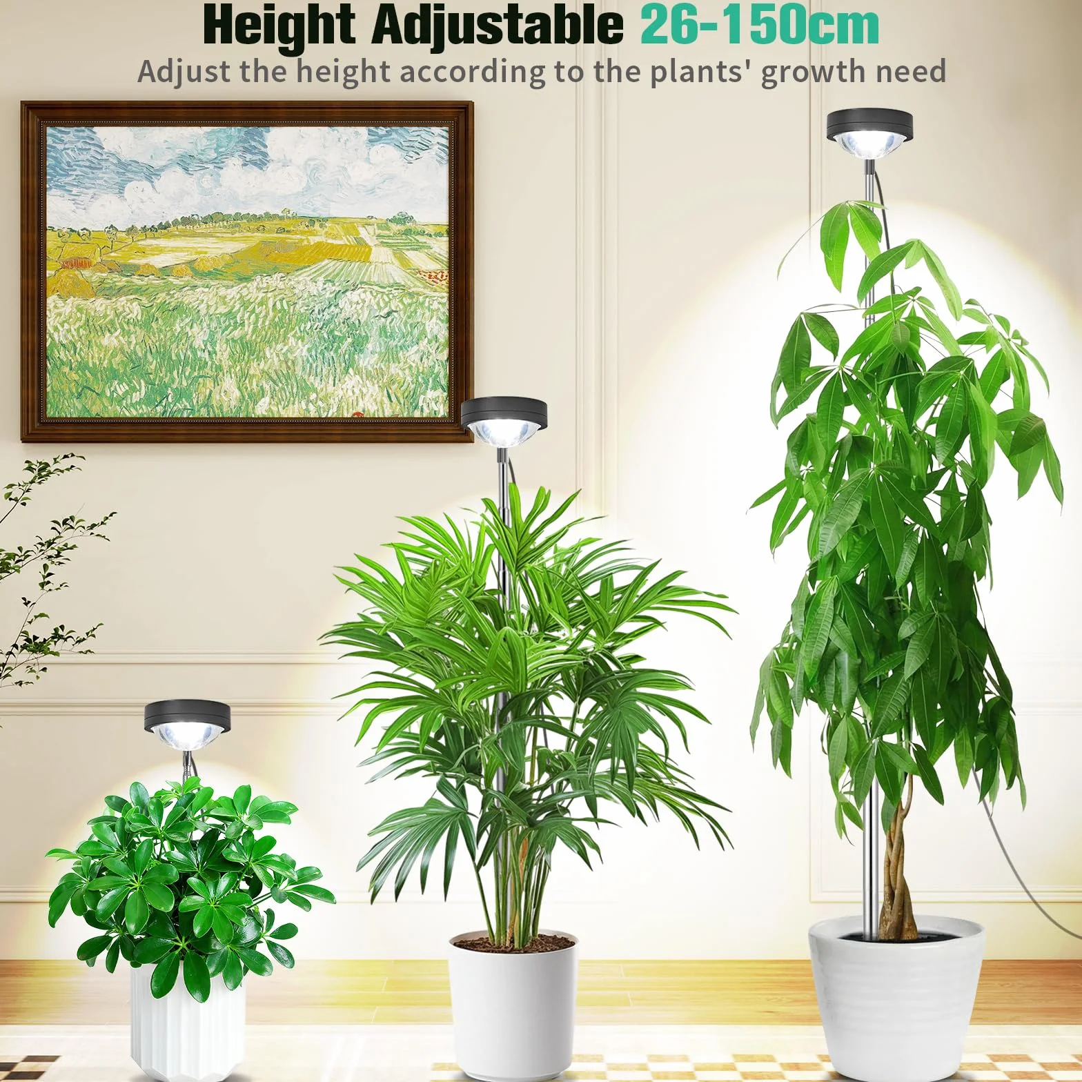 Idealife Lampe de Croissance LED Plein Spectre avec Lentille Optique, PPFD Élevé, 10 Niveaux, Hauteur Réglable