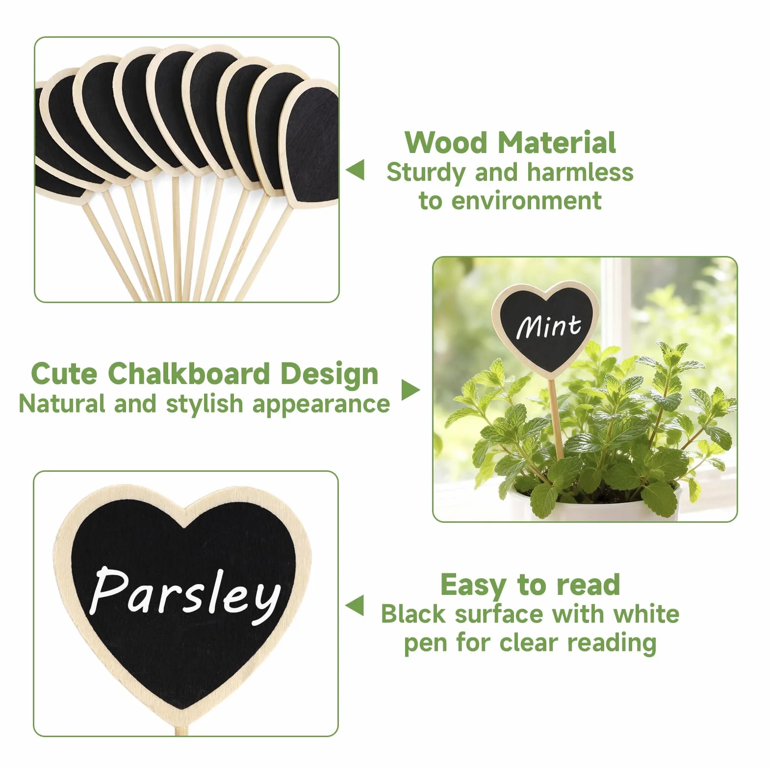 KINGLAKE 20 pièces étiquettes pour plante de bois jardin exterieur coeur