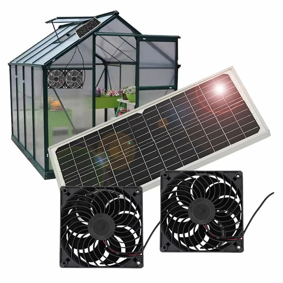 Lotvic Ventilateur d'Extraction Solaire 16W, Alimenté Solaire pour Poulaillers Serres Abris