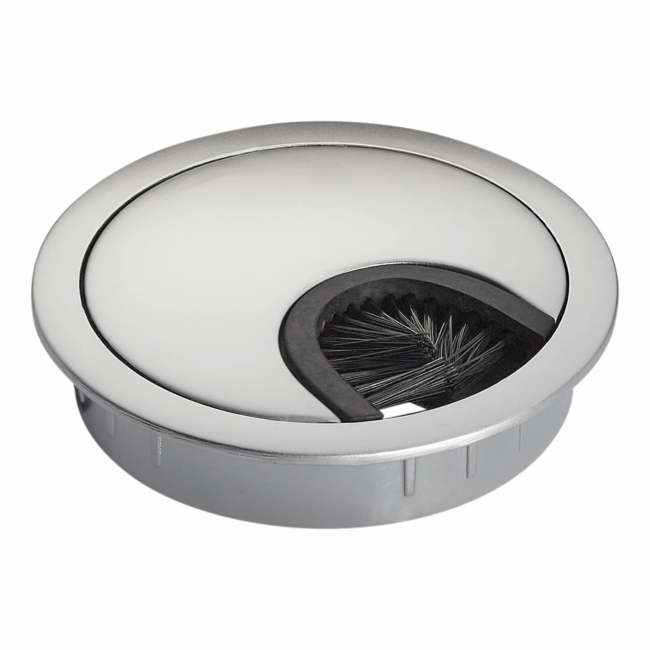 SOTECH 2 pièces Passages de câbles en métal chromé mat Dimension de perçage Ø 60 mm Bureau avec joint anti-poussière