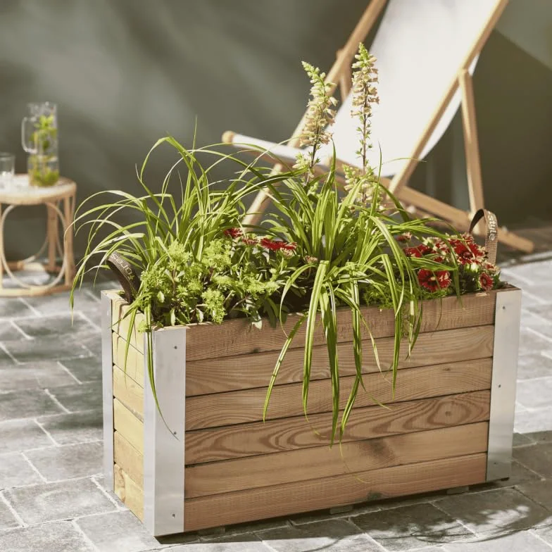 Bac à Fleurs Bambou 80x30xH43.5 cm 72 L pour Plantes Montantes