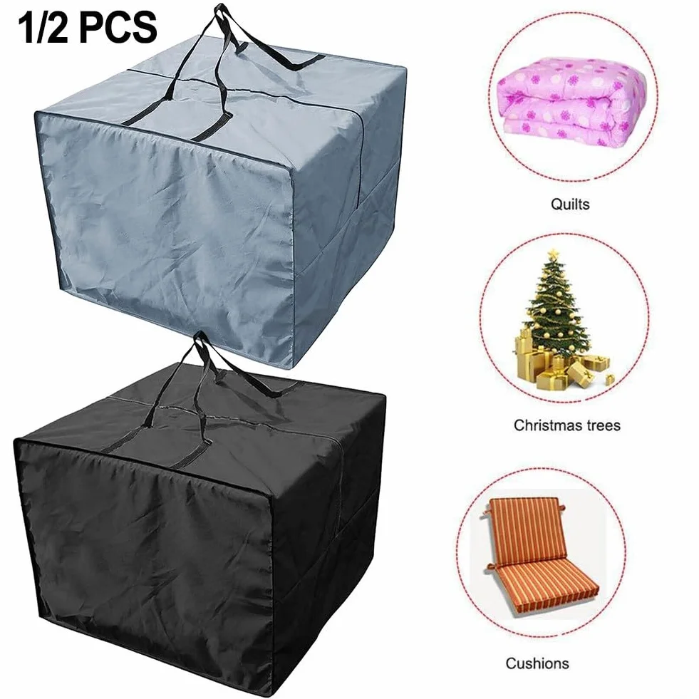 Housse de rangement imperméable pour meubles de jardin 81x81x61 cm polyester 210D avec fermeture éclair