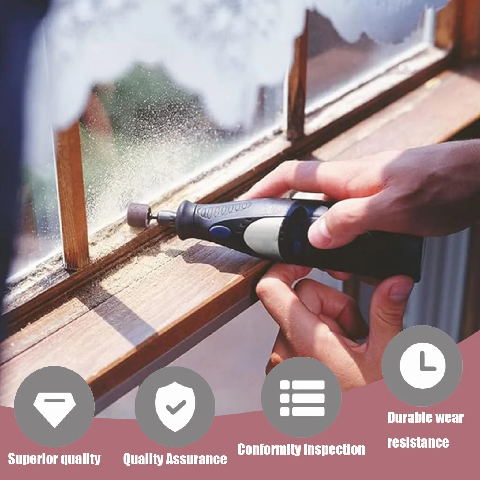 132 Pièces Tambour de Ponçage, Comprenant 120 Pièces Bandes de Ponçage et 12 Pièces Tambour Mandrin pour Polissage, Lissage et Finition pour Dremel Outils Rotatifs