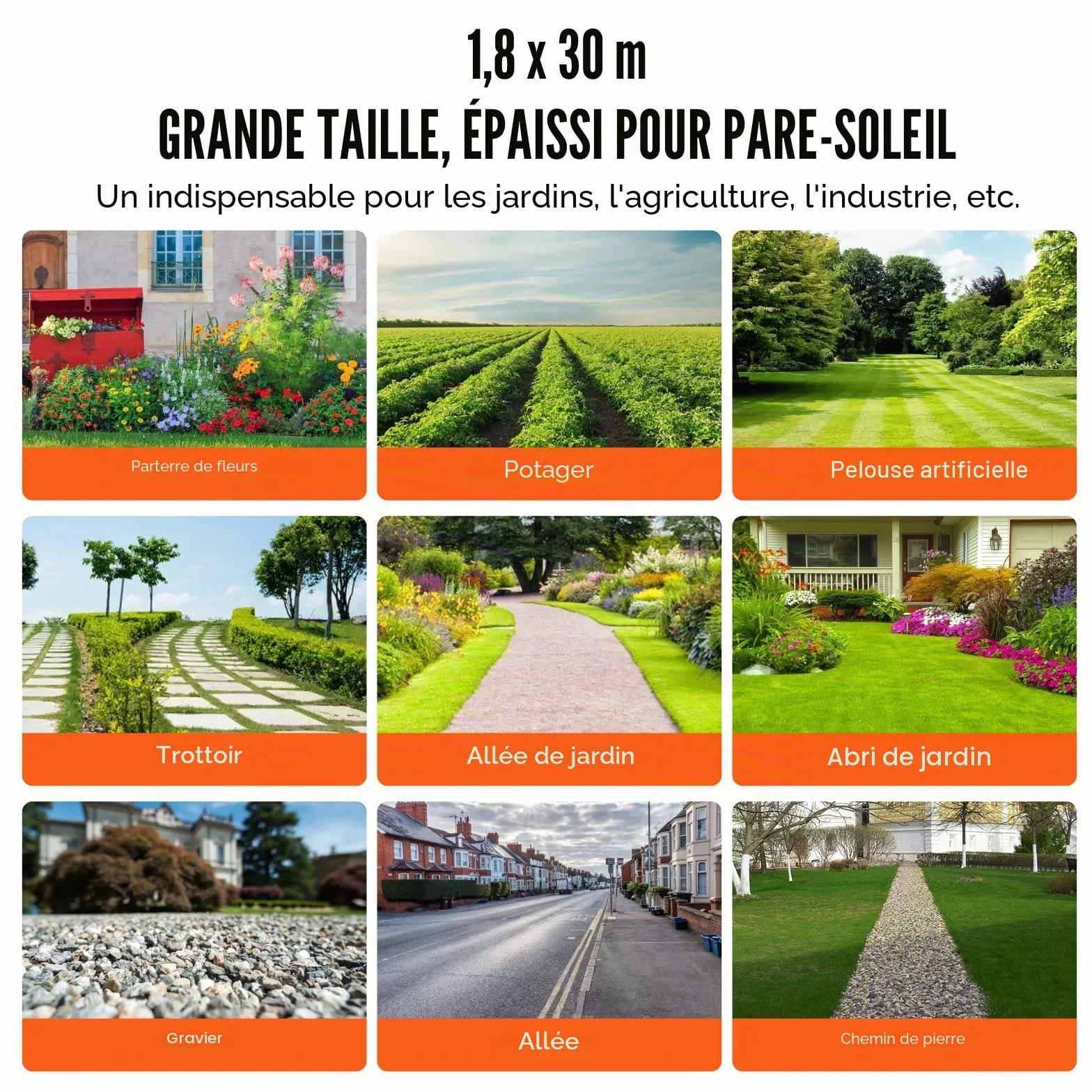 VEVOR Toile de Paillage Anti-Mauvaises Herbes 1,8x30,5 m Géotextile Tissé 108 g/m² PP Perméable Résistant Déchirure Couvre-sol Noir