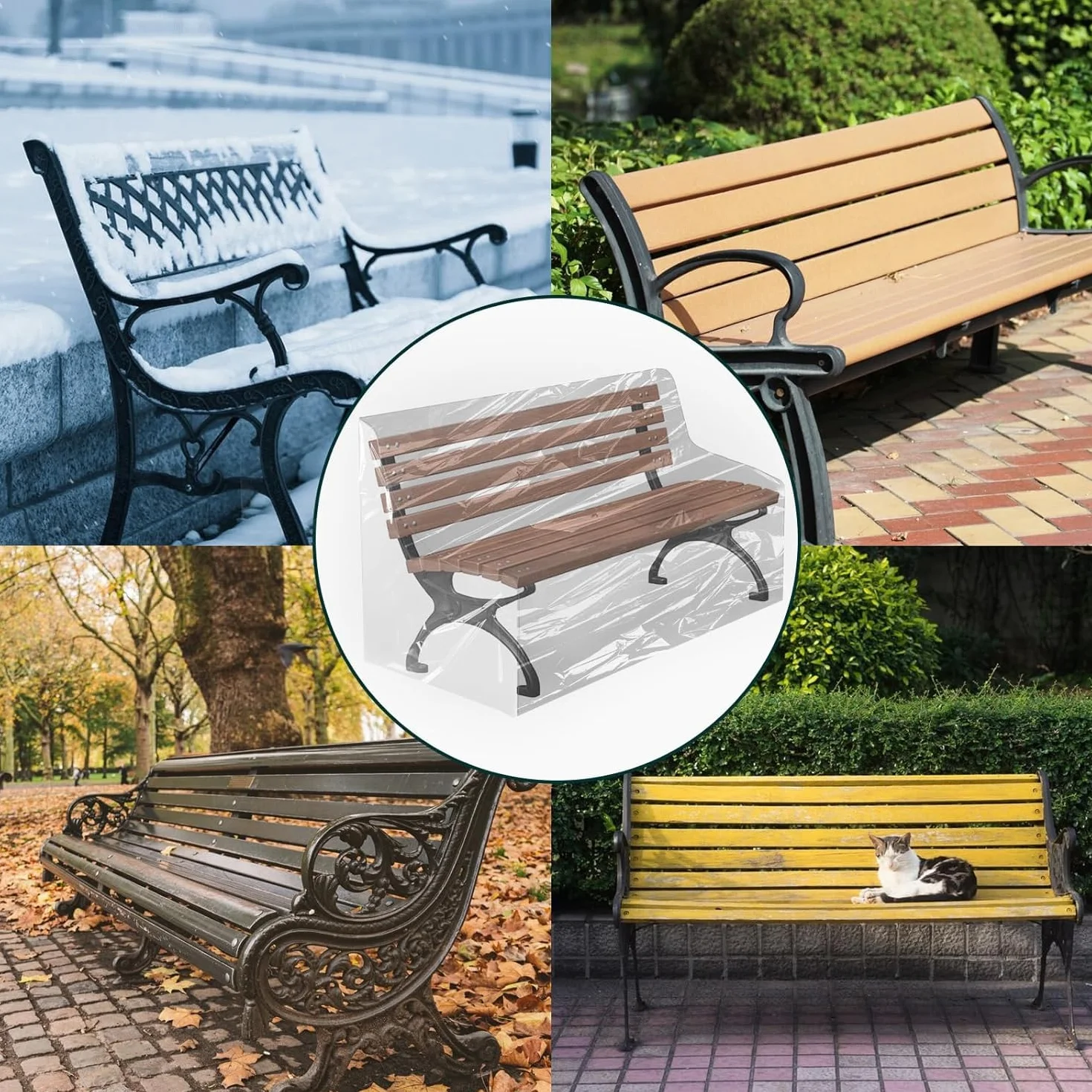 Housse de protection pour banc de jardin 160 x 80 x 75 cm Transparent Résistante aux intempéries