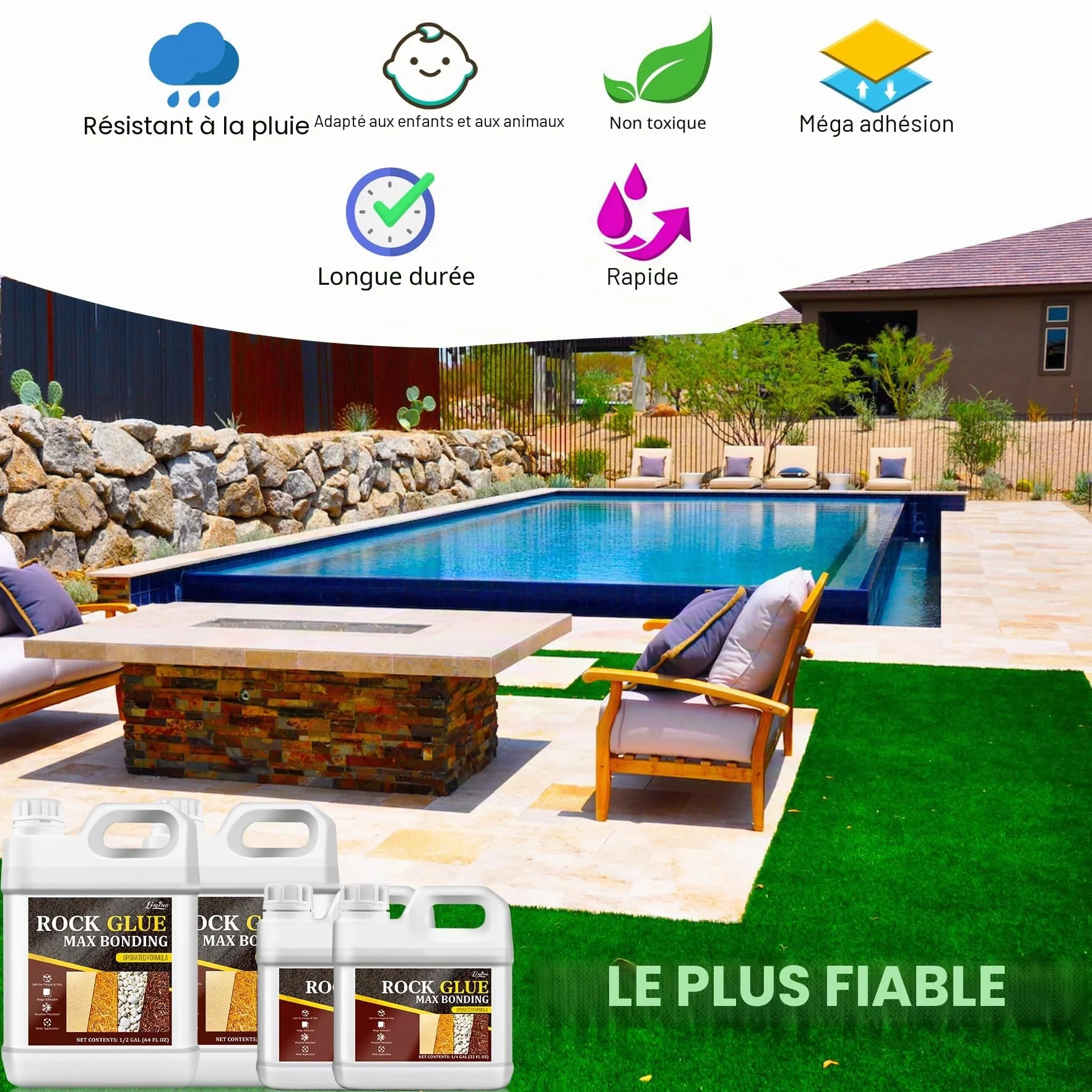 Liant pour Gravier - Colle Extra Forte pour Pierres, Fixateur pour Gravier, Resine Gravier pour Fixer Pierres, Écorce - Liant Gravier Extérieur pour Allées de Jardin, Chemins en Pierre (2 Liter)