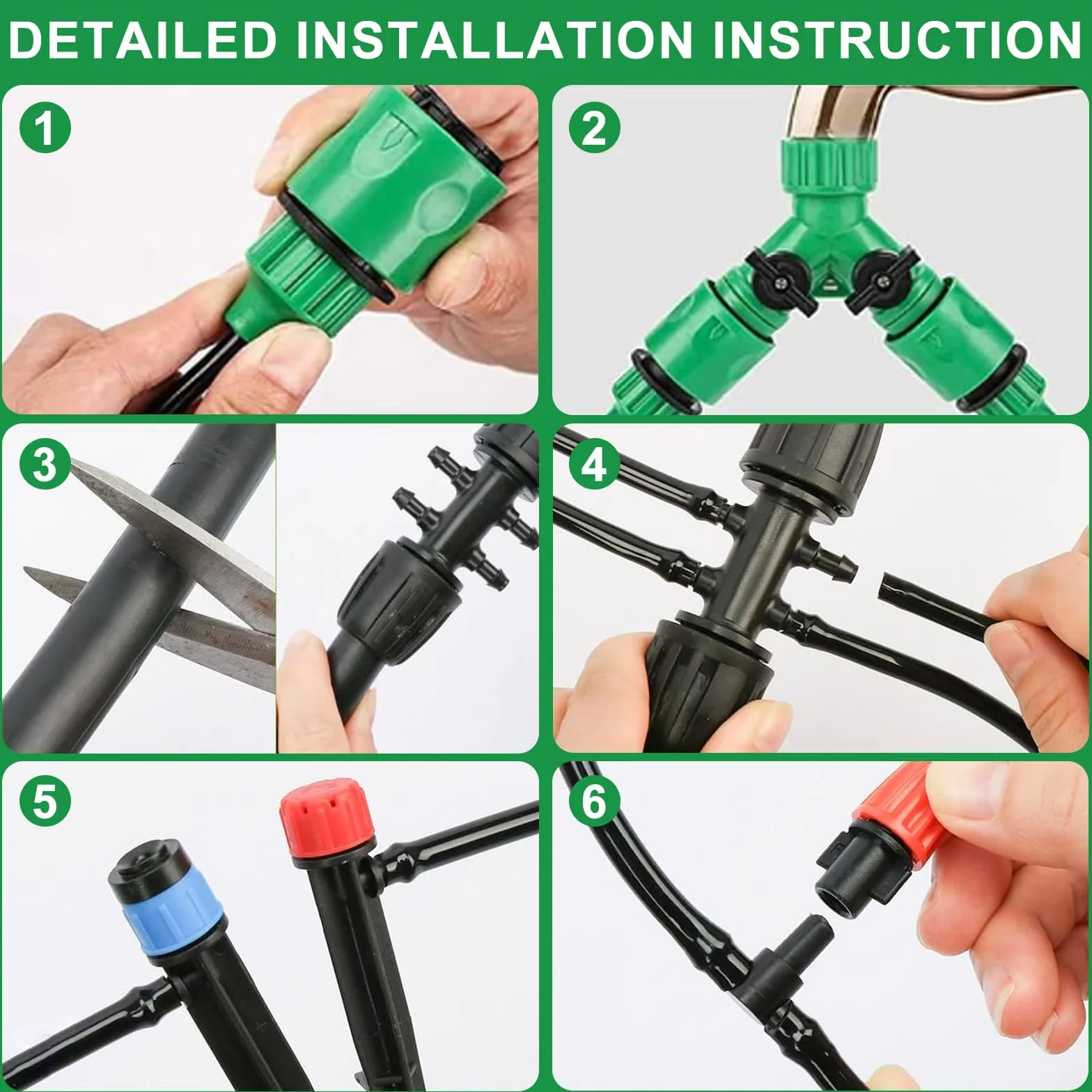 Kit d'irrigation goutte à goutte 60+15M 313 pièces pour jardin arrosage automatique