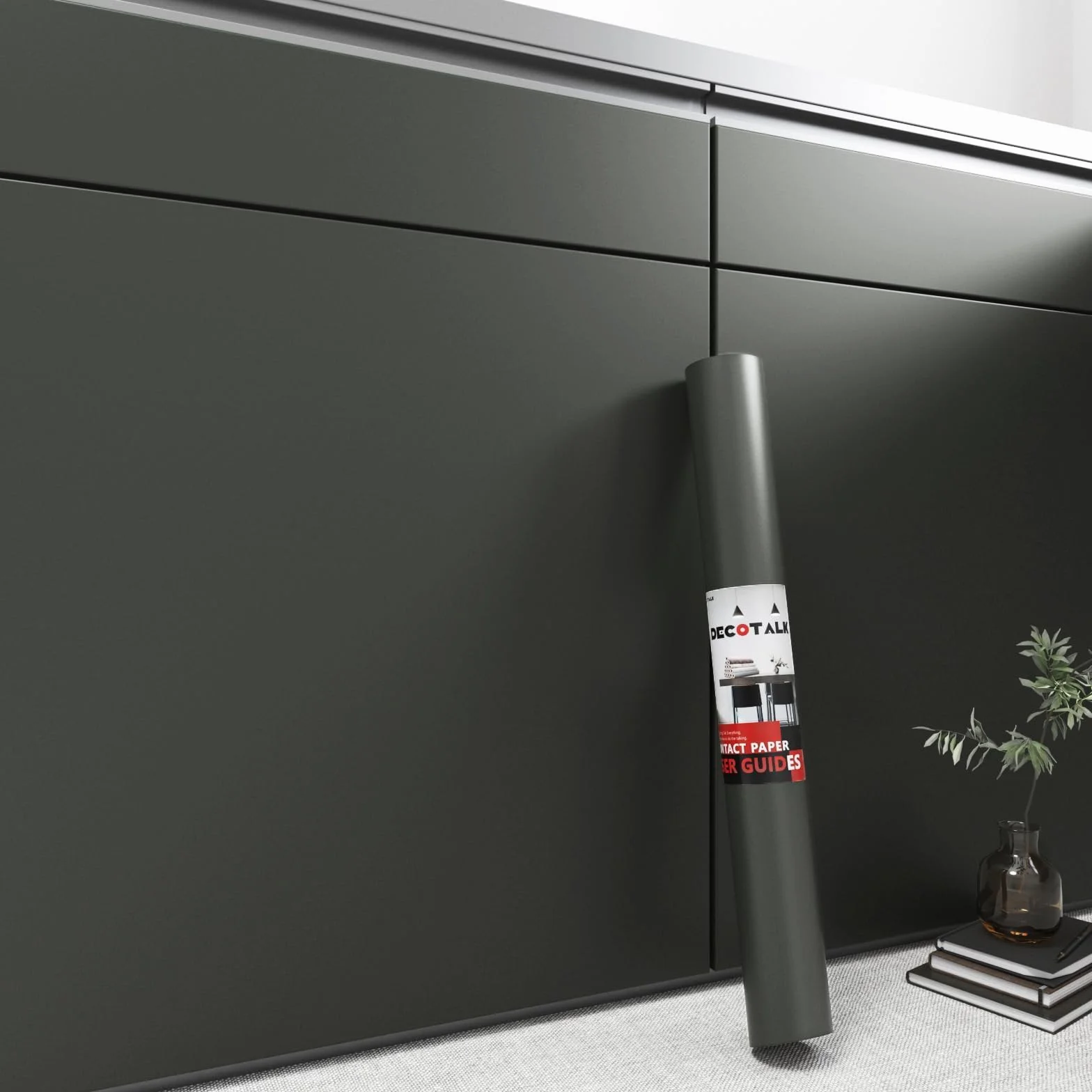 Decotalk Papier Peint Autocollant Meuble Gris Foncé Mat Épais 40X500cm Papier Adhésif pour Meuble Toucher Ultra Doux Revetement Adhesif Meuble Gris Décoratif Vinyle Film pour Salon Chambres Amovible