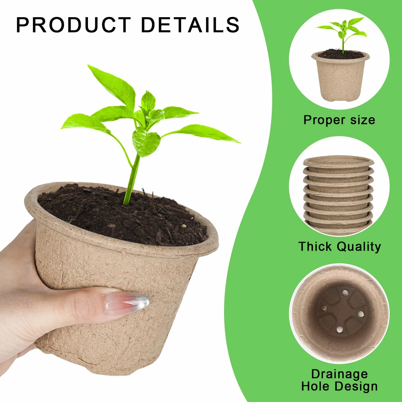 Pots de semis biodégradables Ø 11 cm lot de 20 avec étiquettes