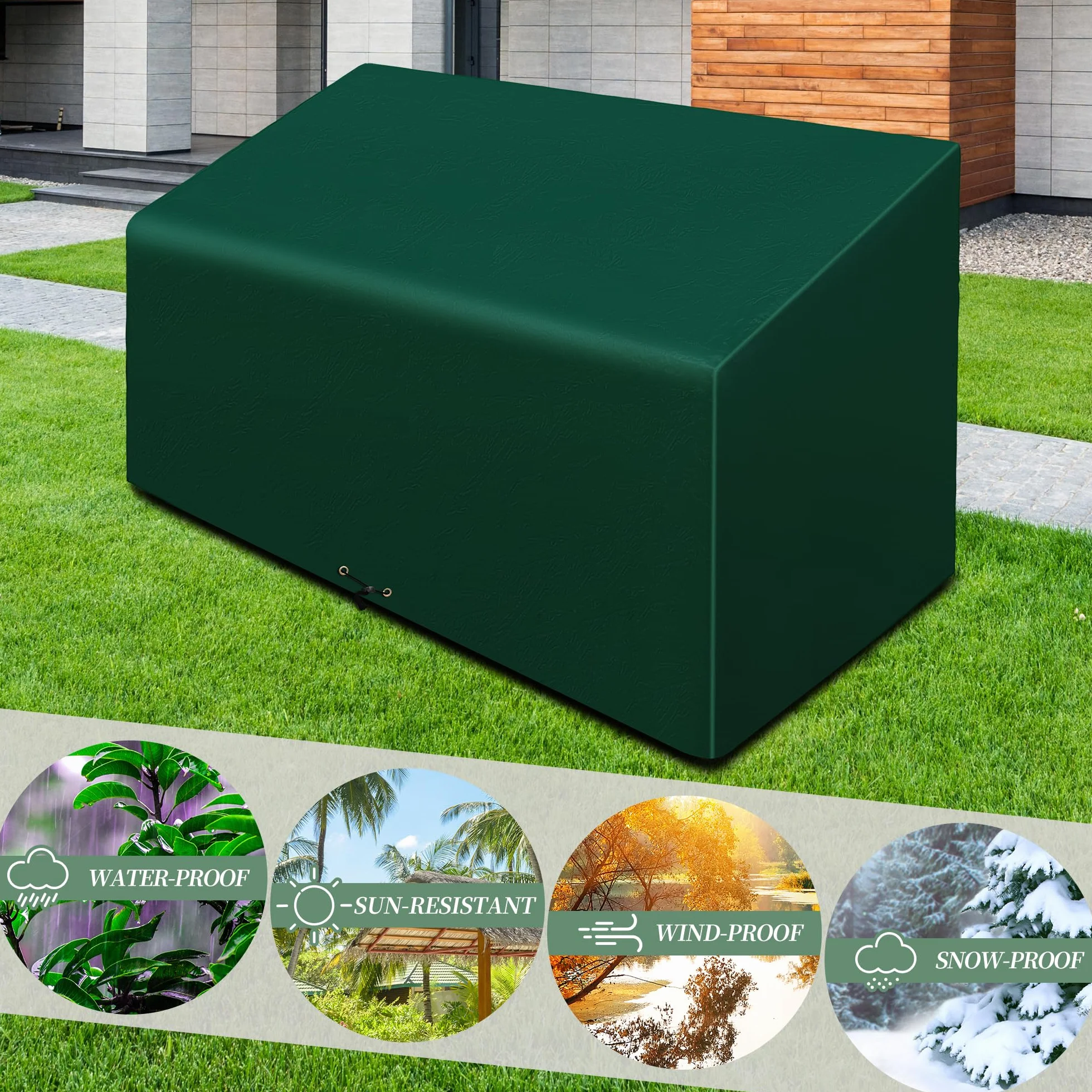 Housse de protection imperméable pour banc de jardin 3 places 163 x 66 x 63/89 cm anti-UV coupe-vent