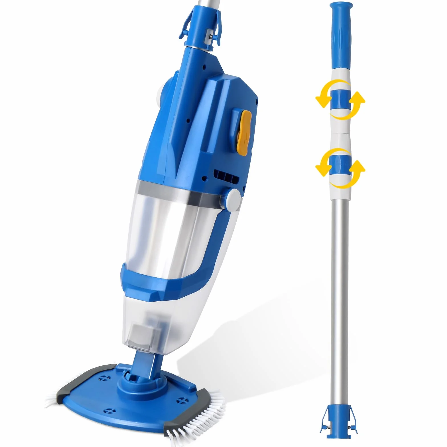 LEADZM Aspirateur Piscine Batterie sans Fil 4500mAh 100L/Min Puissance d'Aspiration Autonomie 60 Min 190×23,7×17cm Bleu