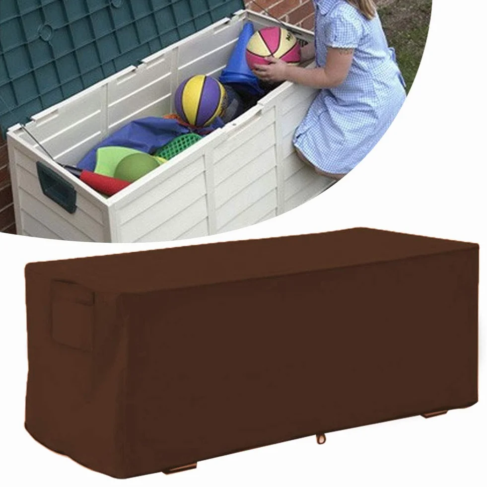 Wakects Housse de Protection pour Coffre de Rangement Extérieur, Imperméable, 123 x 62 x 55 cm, Café
