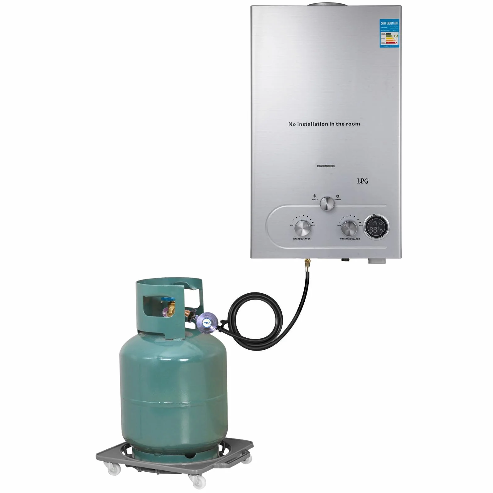 Chauffe-eau à Gaz 12LPM 24KW Inoxydable Pression d'eau Ultra basse Camping-car