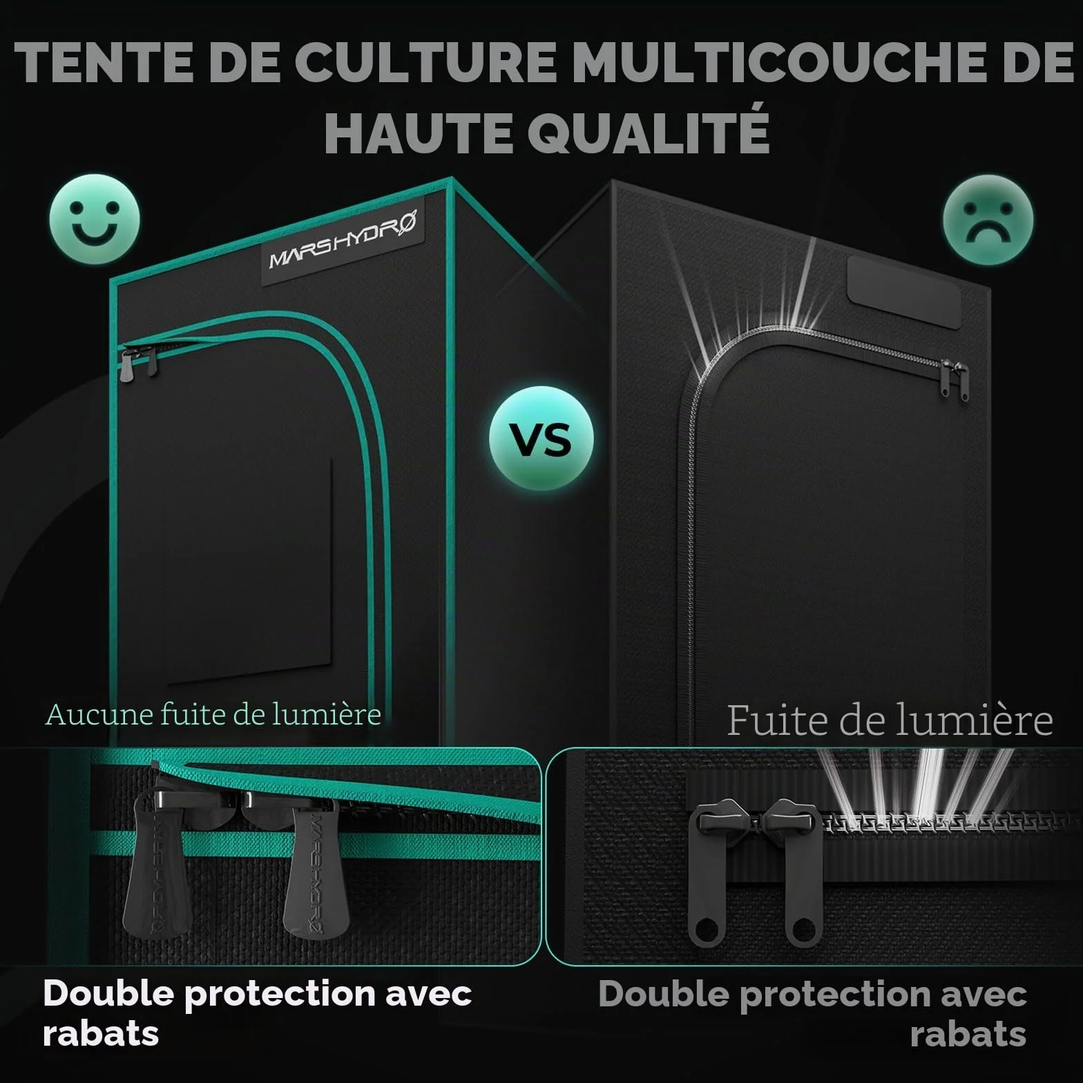 Mars Hydro FC1500 Smart Grow Box Kit complet 80x80x160 cm Lampe LED dimmable Samsung App Télécommande