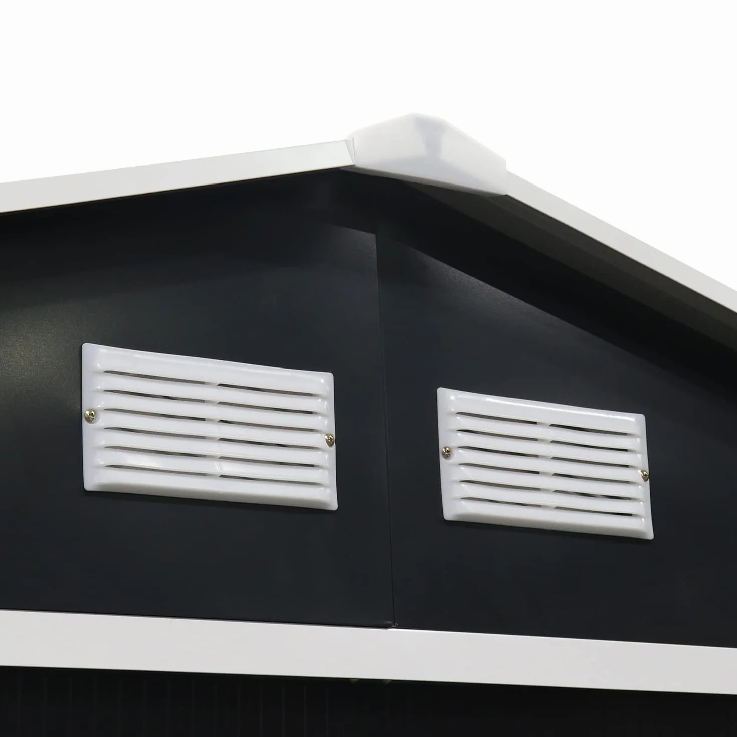 Abri de Jardin en métal Calaisis 7.06m² Gris Anthracite et Blanc Cabane à Outils Deux Portes coulissantes