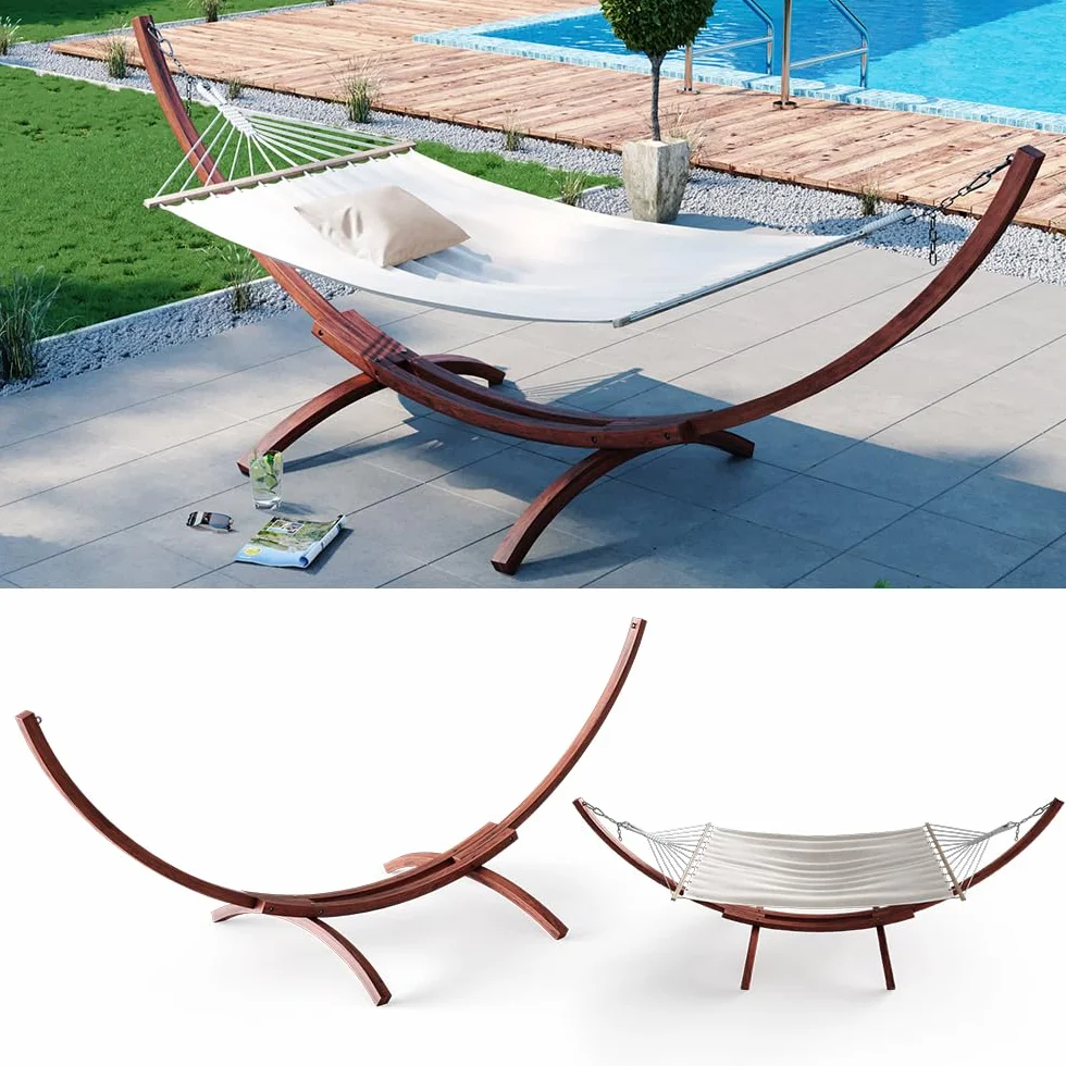 Oskar Support pour hamac 350 cm XXL Bois Chaise Longue Jardin