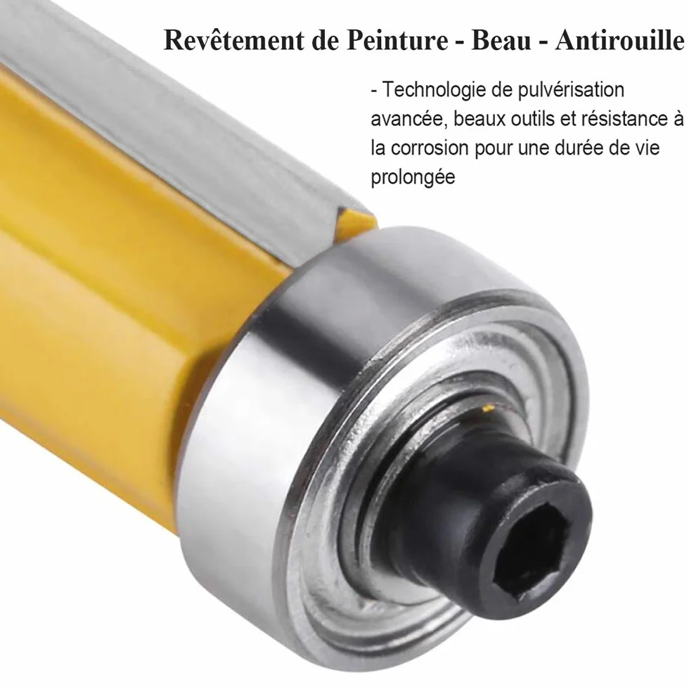 6.35mm Routeur de Garniture Affleurante Roulement Haut et Bas Routeur à Coupe Droite Flush Trim Pattern Router Pour le Travail du Bois 38mm Lame