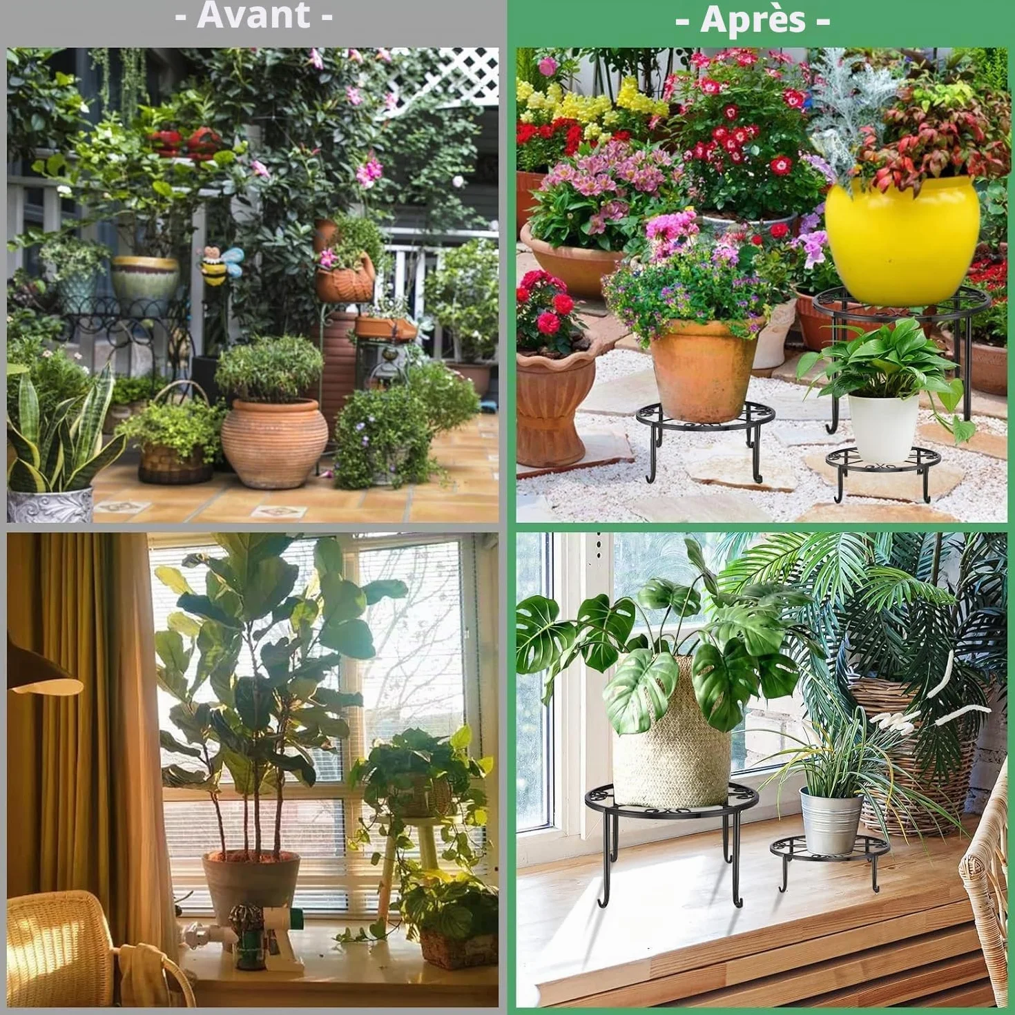 LATERN 4 Pièces Support pour Plantes en Métal 23CM Support pour Pot de Fleurs Robuste Antirouille pour Extérieur Jardin