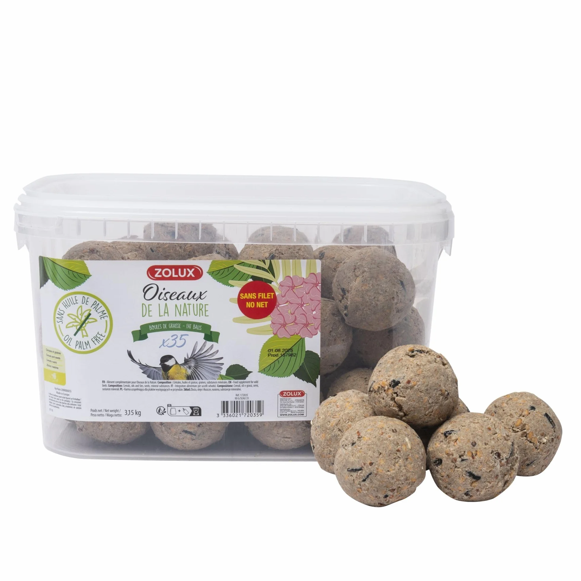 Boules de Graisse pour Oiseaux Zolux 90g 35 pièces