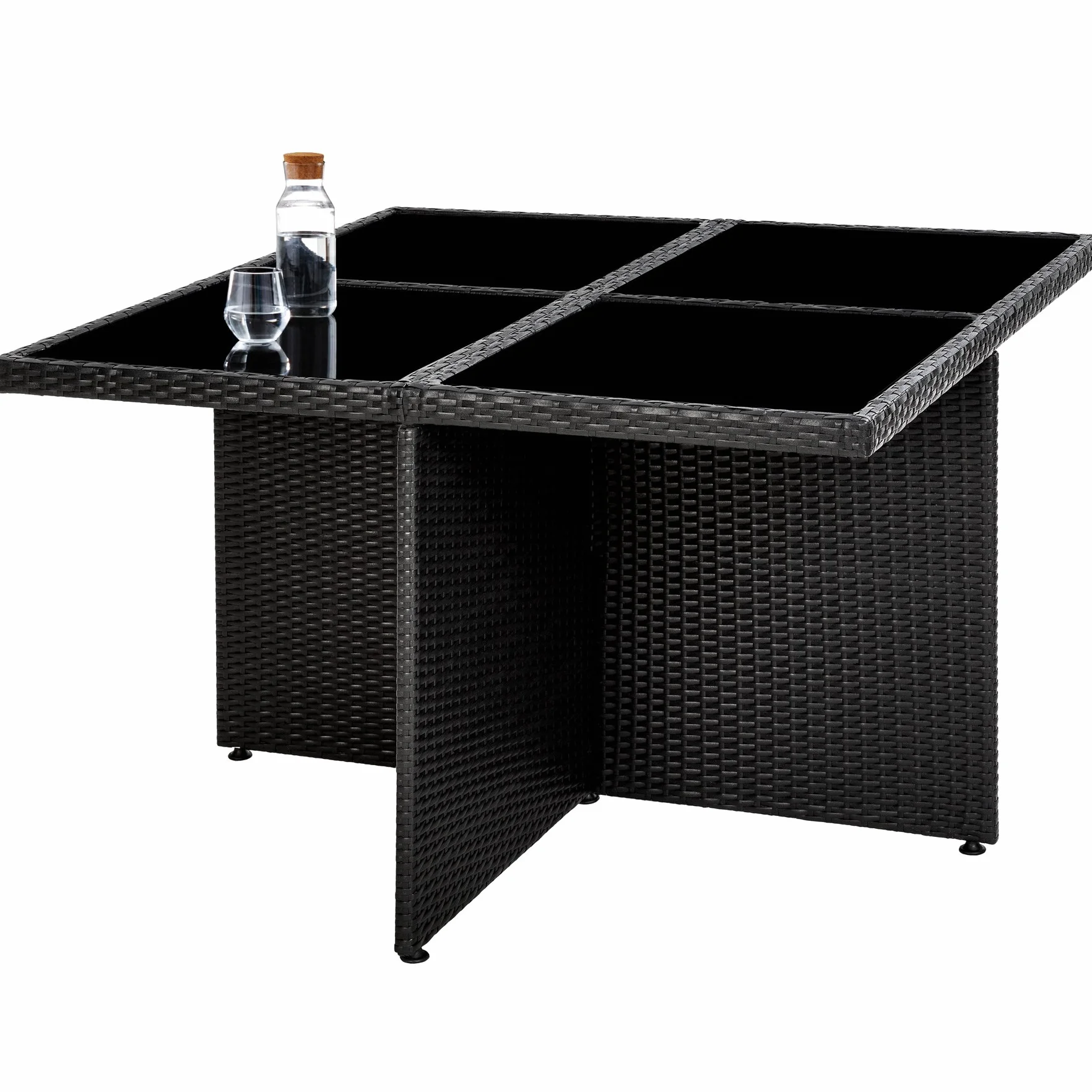 tectake Salon de Jardin Extérieur 8 Places Table en Poly Rotin Structure Aluminium Noir