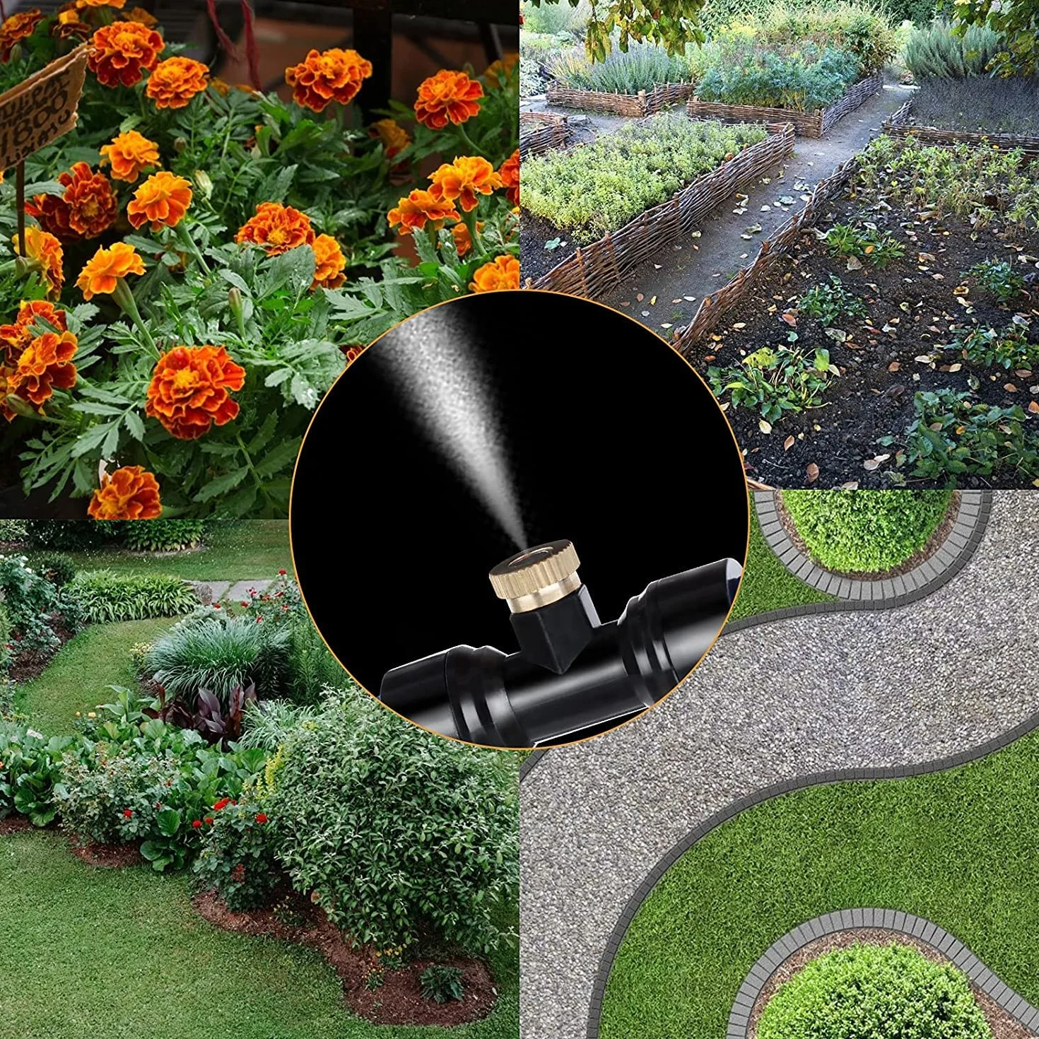 Système de brumisation pour terrasse extérieure 20m 6mm 15 buses T Noir