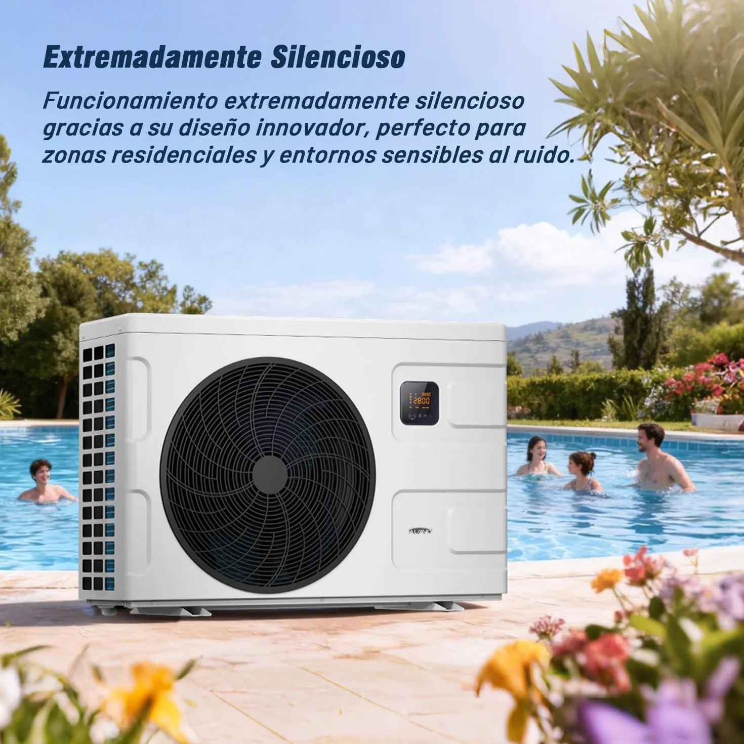 INVERBOOST Elite Pompe À Chaleur Inverter 12,5 KW, Piscines Hors Sol 60 m³, COP 16, WiFi