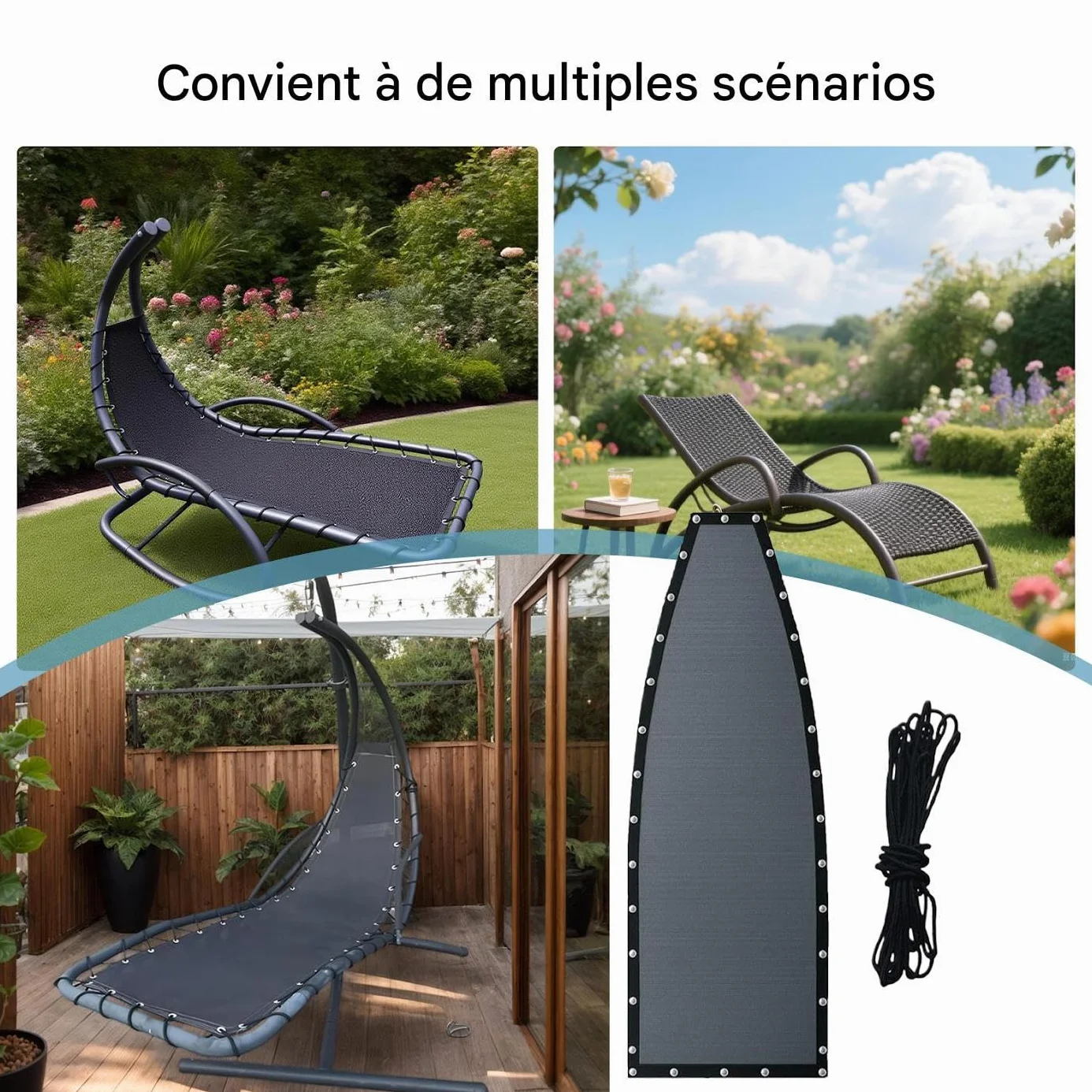 Tissu de Remplacement pour Chaise Suspendue - Housse Résistante à l'usure pour Extérieur Patio
