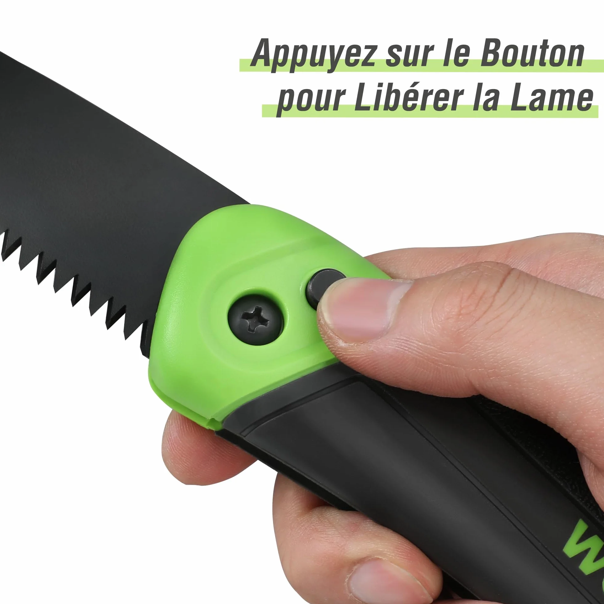 WORKPRO Scie Elaguer à Main Bimétal, Scie Pliante avec Dent à Triple de Coupe et Verrouillage de Sécurité pour Elagage, Emondage, Jardinage, Camping