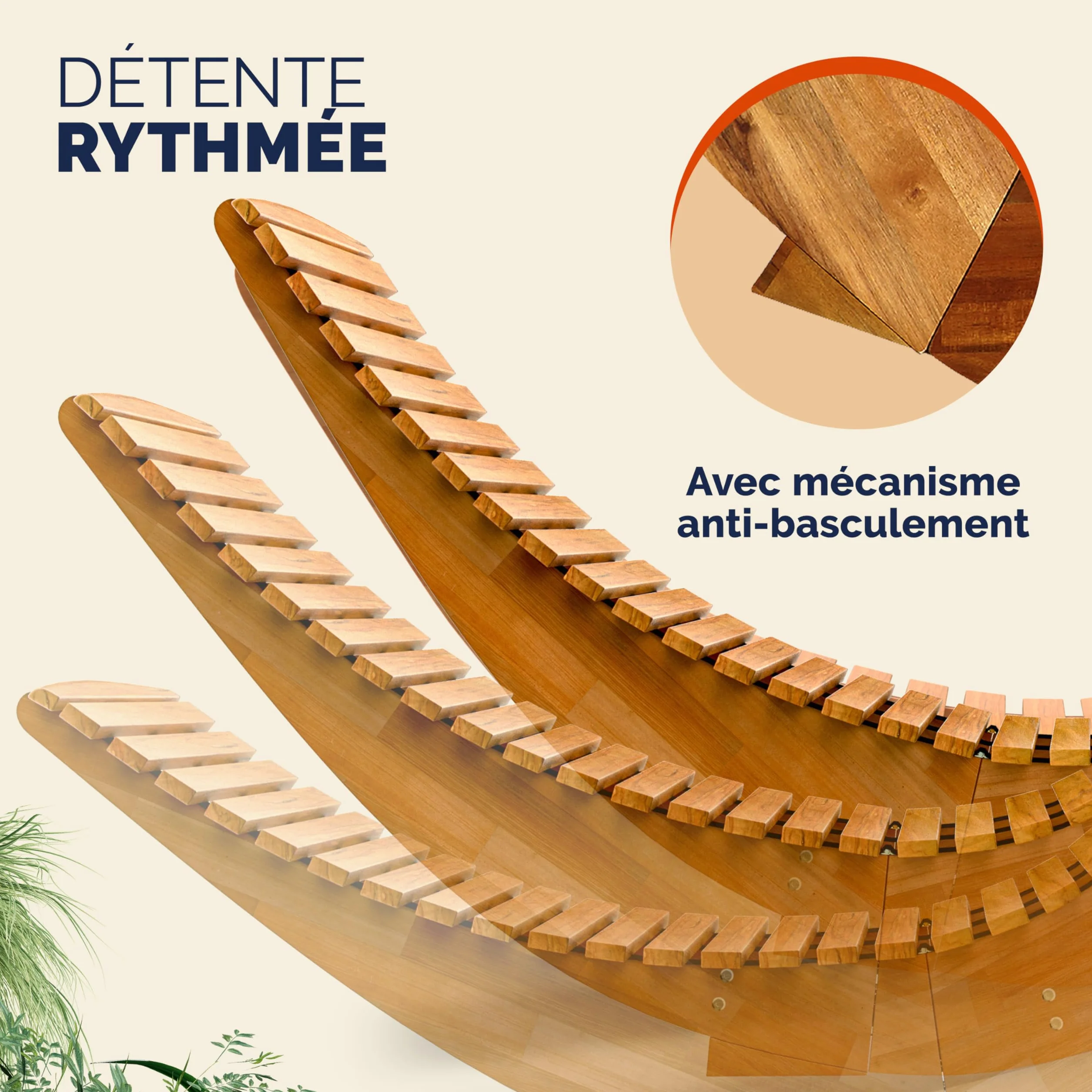 Casaria Chaise Longue à Bascule Pliable en Bois d'Acacia Certifié FSC Transat Ergonomique Jardin