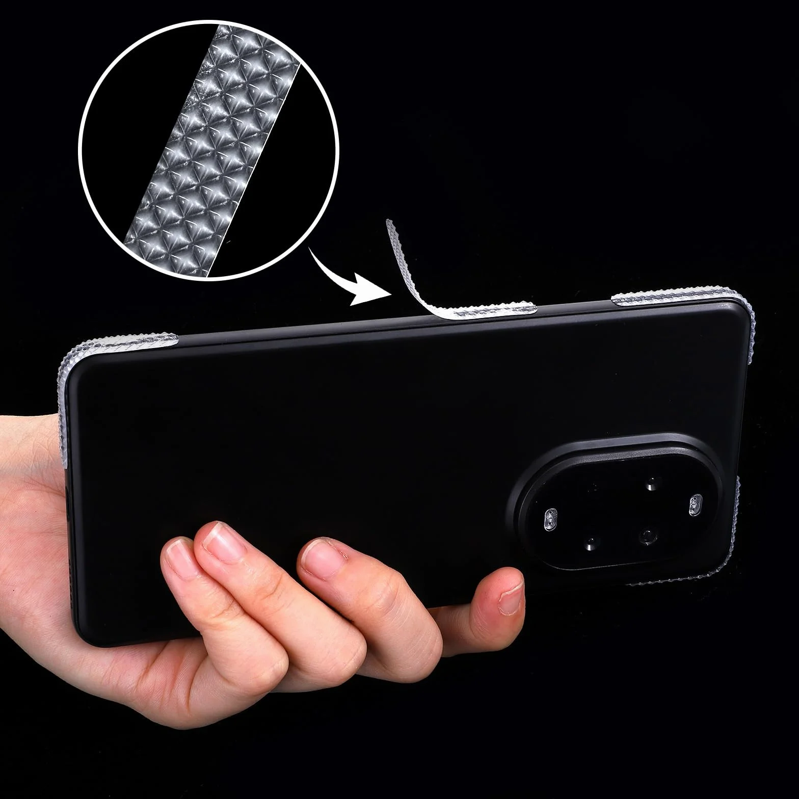 Xinjoduz Lot de 20 bandes adhésives antidérapantes en silicone transparent pour téléphone portable