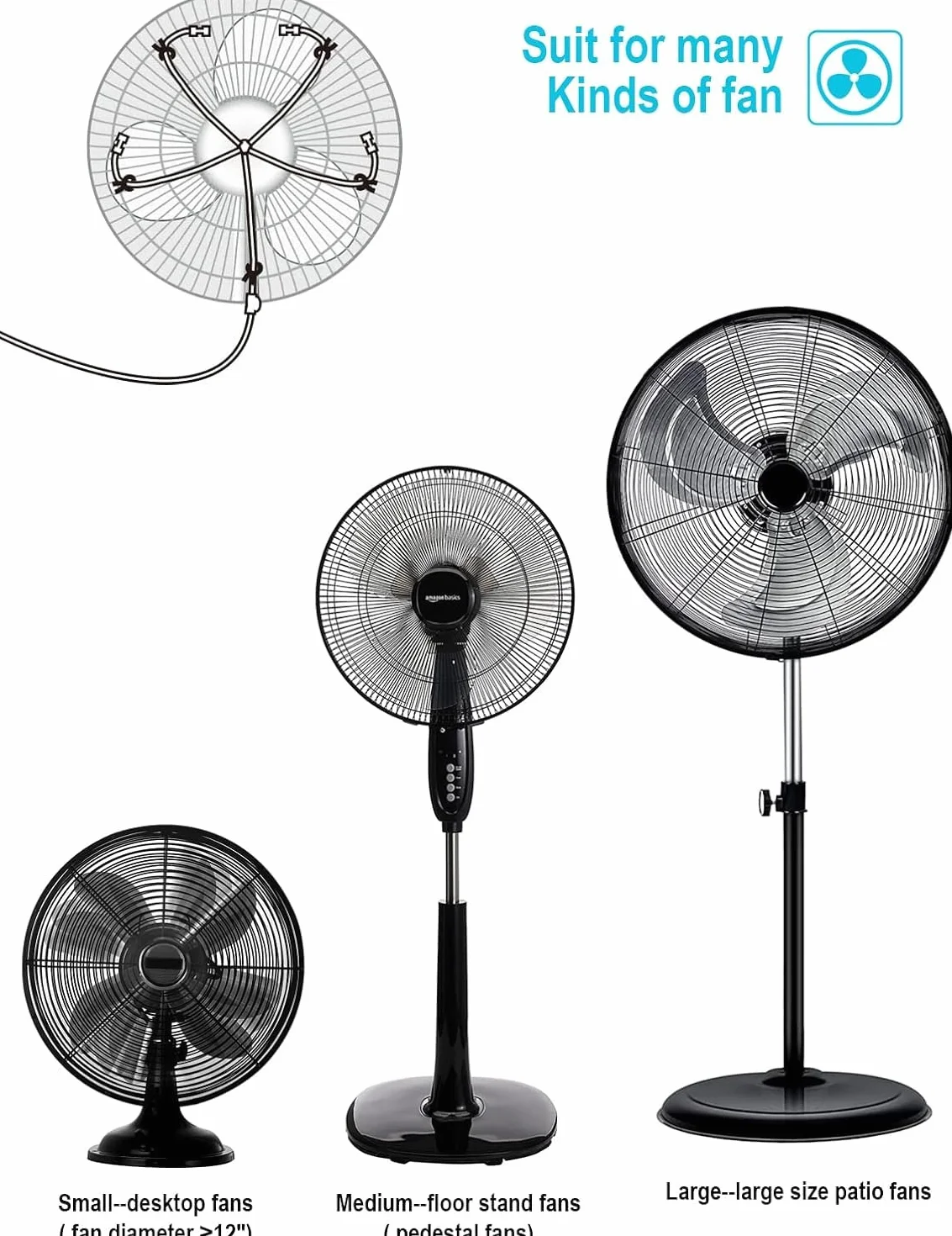 Tesmotor Kit de Refroidissement pour Ventilateur avec 4 Buses de Brouillard en Laiton