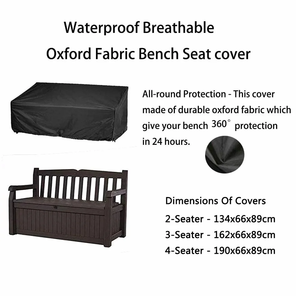 POMER Housse de banc de jardin 2 places imperméable anti-UV pour canapé 2/3 places