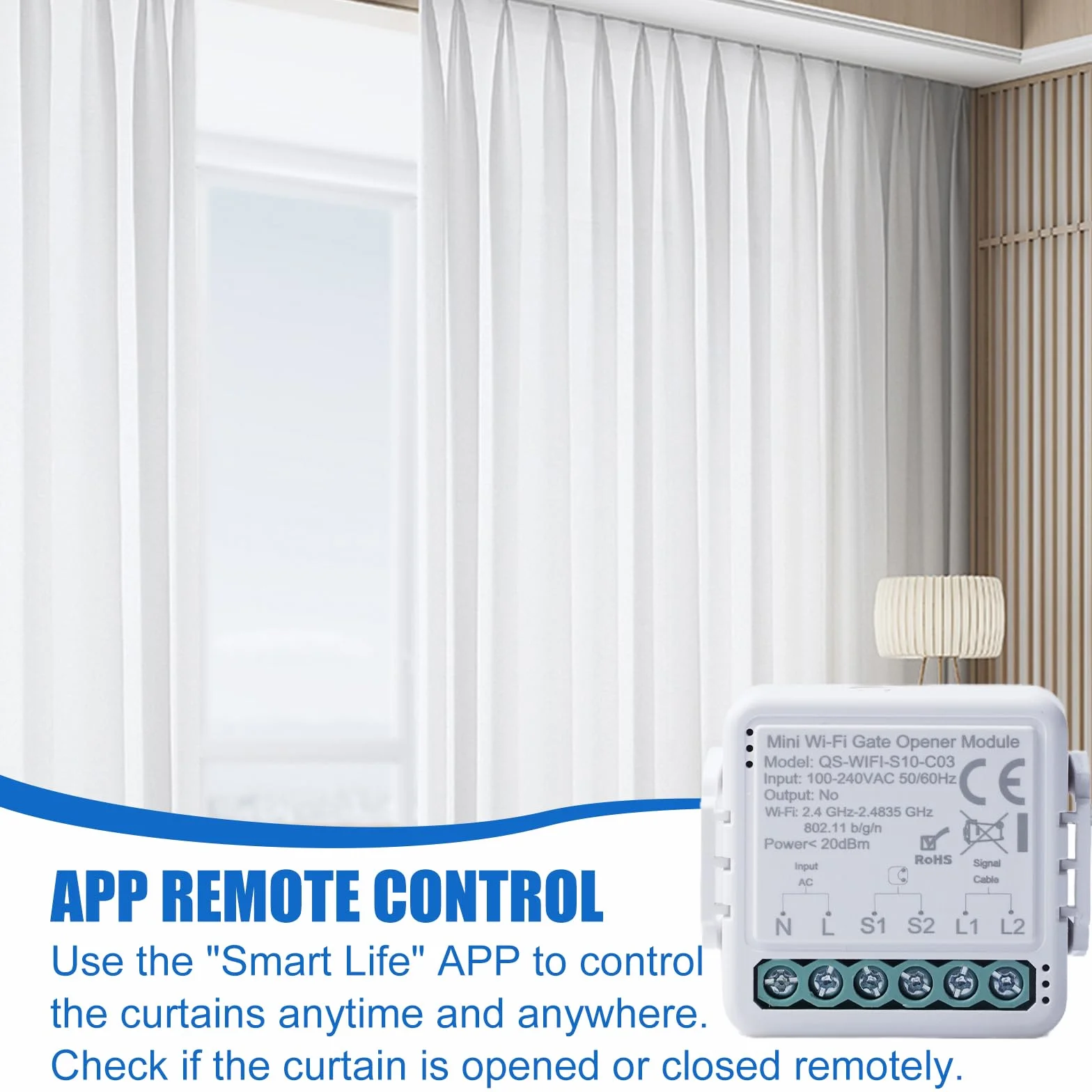 Ouvre-porte de garage Wi-Fi intelligent, ouverture de porte de garage par téléphone portable, contrôle par application, compatible avec Alexa/Google Home, commande vocale, minuterie, convient pour