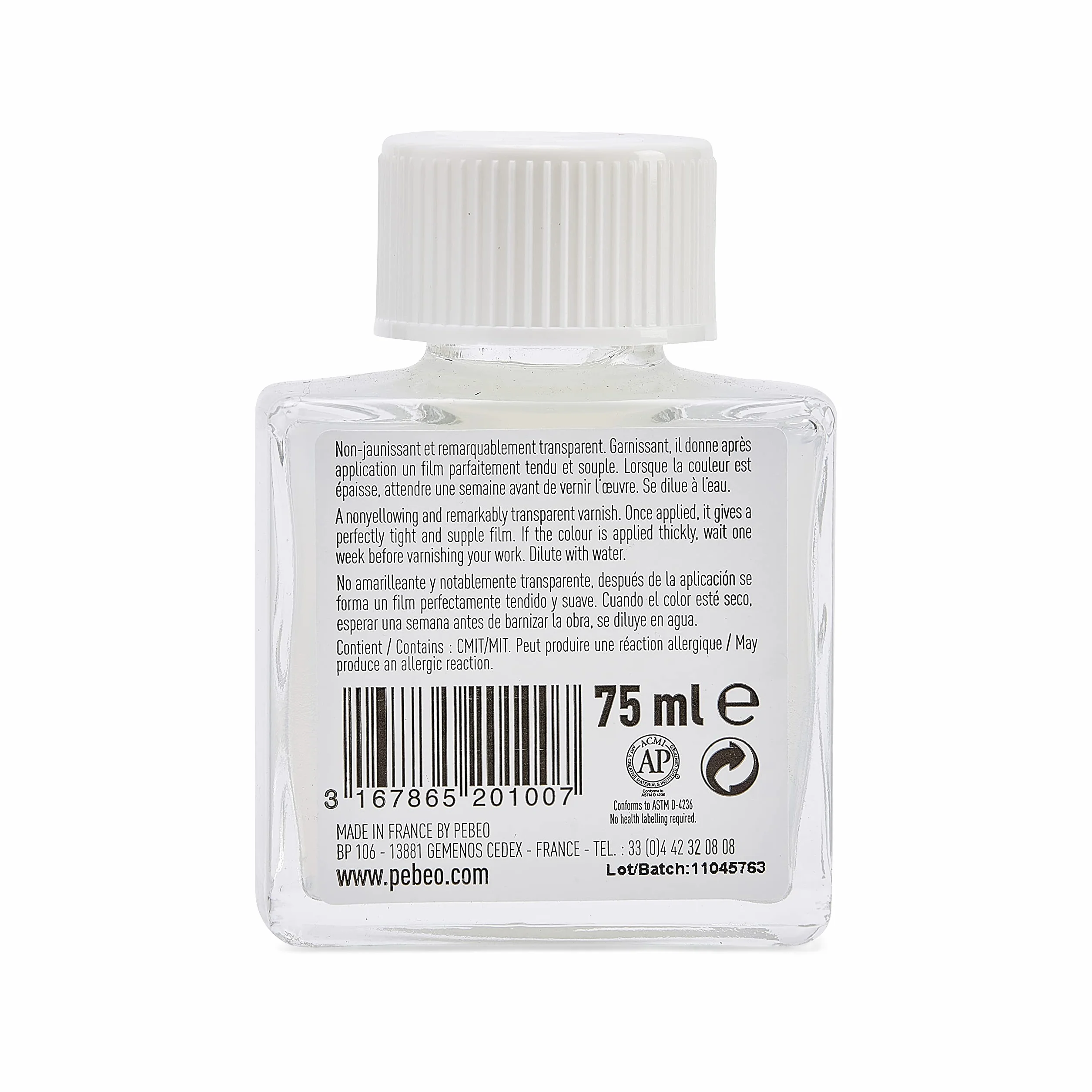 Pébéo Peinture Vernis Acrylique Brillant Phase Aqueuse 1 Flacon de 75 ml 520100