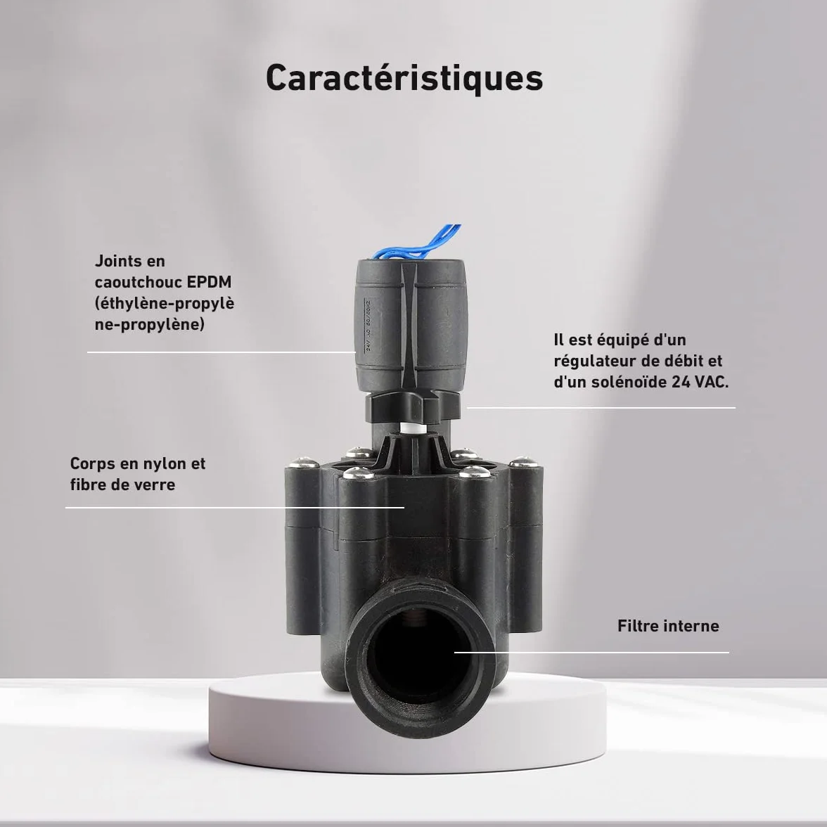 Aqua Control Q160C Électrovanne d'irrigation 1" filetage femelle 24 VAC régulateur de débit