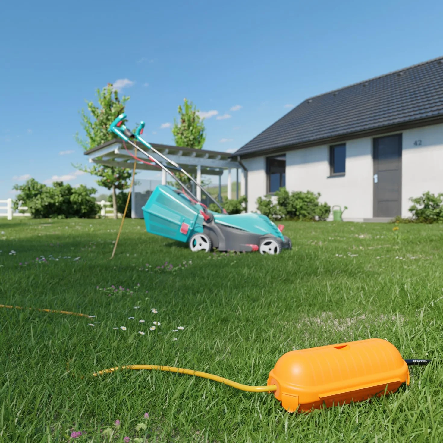 deleyCON Boîtier Protection Outdoor IP44 pour Cordon Alimentation Rallonge étanche Anti-éclaboussures pour Usage Externe Coffret Protection Gaine Couverture - Orange