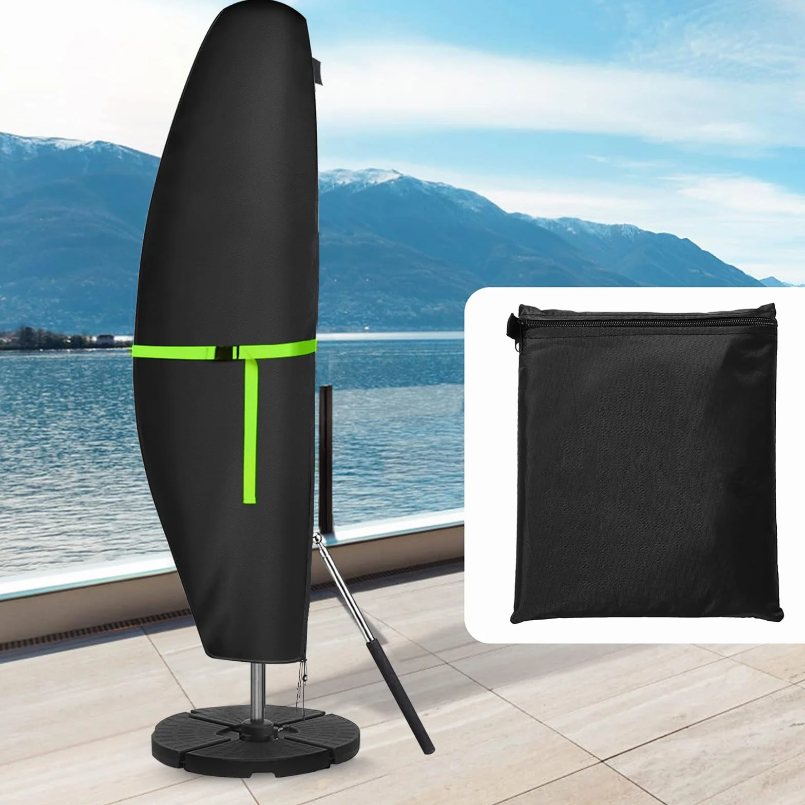 GEMITTO Housse de Parasol 420D Oxford Protection Parasol Déporté 280L x 81W Noir