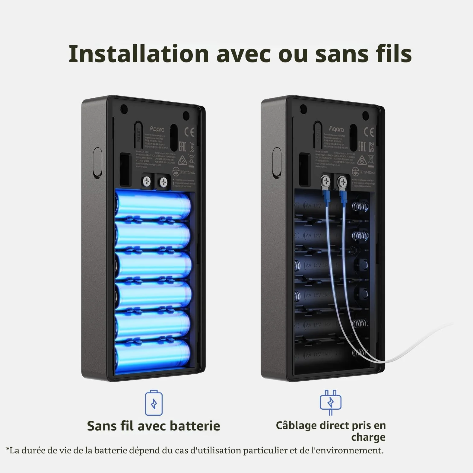Aqara 2K Sonnette Video Hub G410 avec Carillon, HomeKit Secure Video, Hub Matter Intégré, Wi-FI 2,4G/5GHz, Zigbee et Thread, 4:3, sans Fil/Filaire, Compatible avec Alexa, Google, Home Assistant, Noir