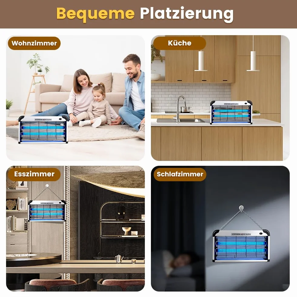 Lampe Anti Moustique Exterieur 3500V Tue Mouche Electrique UV 30W Grille de Securite