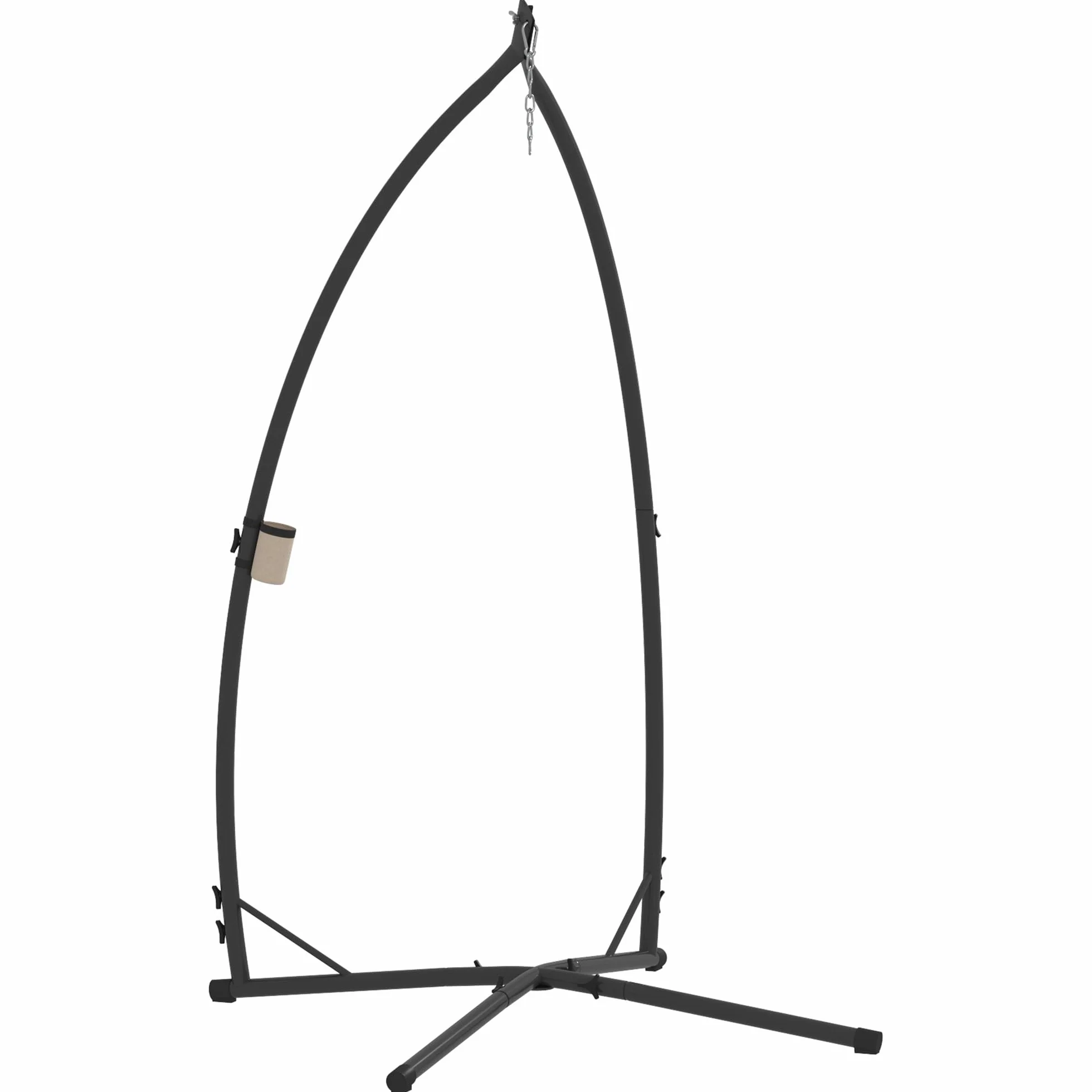 Outsunny Support pour chaise suspendue œufs 215 cm acier Base stable porte-gobelet Balançoire patio jardin balcon charge 150 kg noir