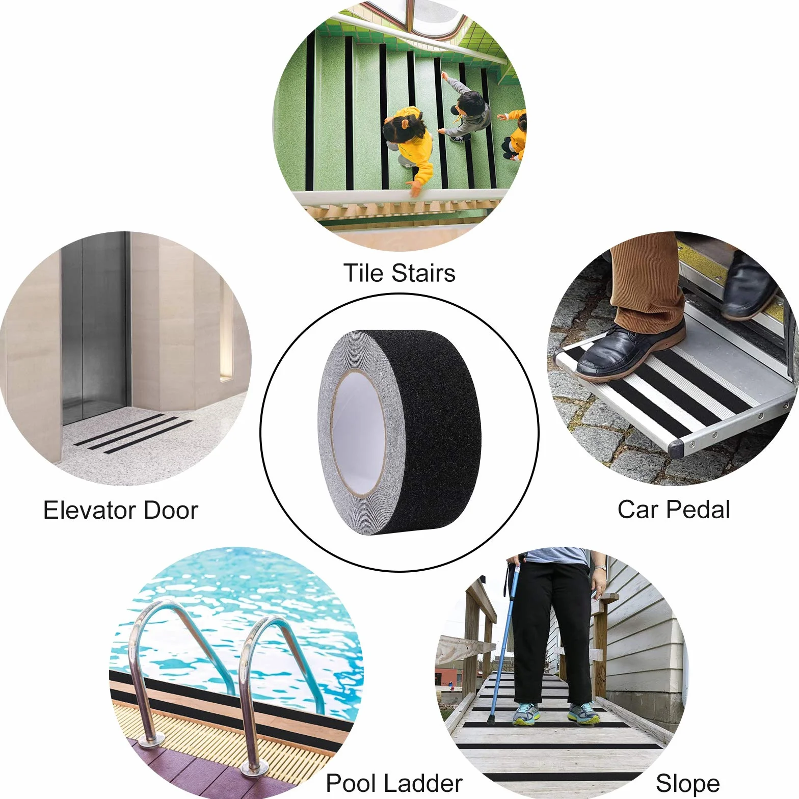MaoXinTek Bande Antidérapante Adhésive pour Escaliers, Friction, Abrasif pour les Sécurité, Escabeau, Intérieur, Extérieur, Haute Traction, 5cm x 10m, Noir