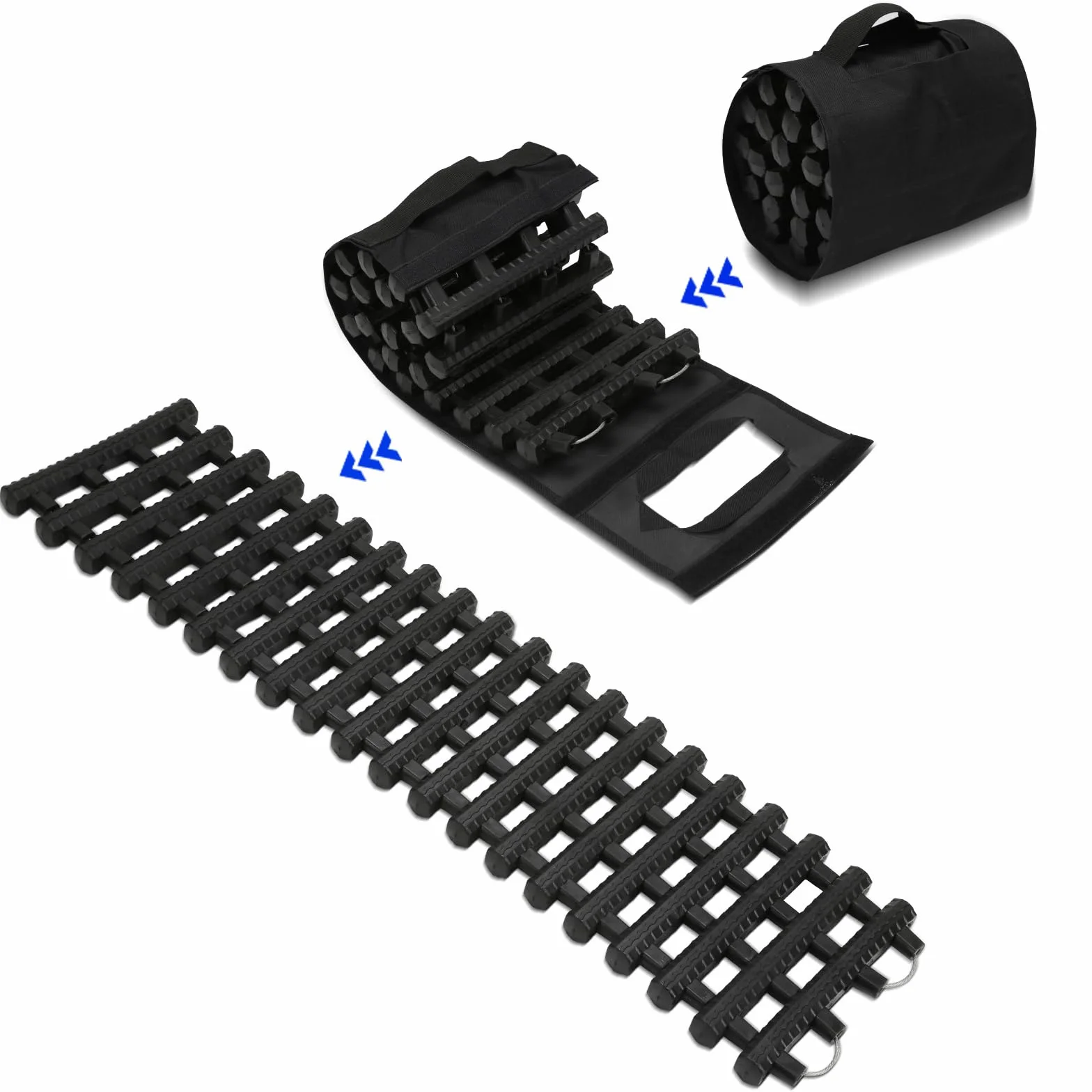 Tapis de traction tout-terrain 7 tonnes 100x21x2.5 cm TPR Lot de 2 avec sac de transport